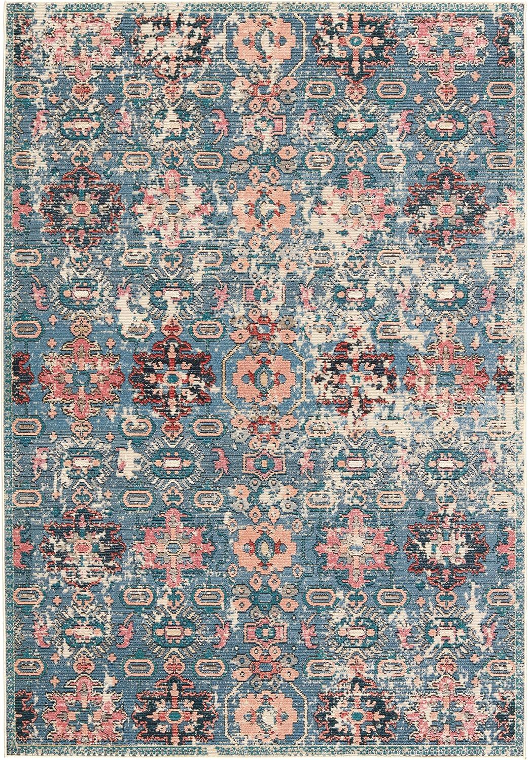 Swoon Blue Synthetic Rectangular Washable Area Rug 2'6"x4'