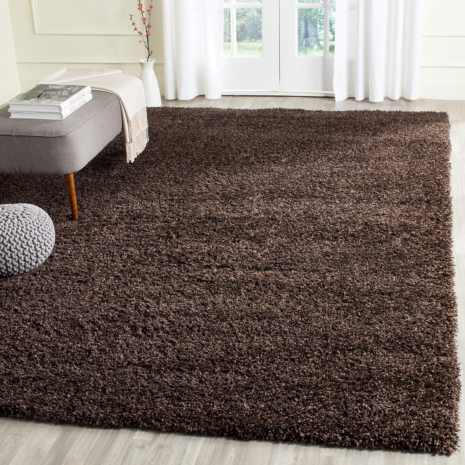 Handmade Brown Tufted Shag Synthetic 8' x 10' Area Rug