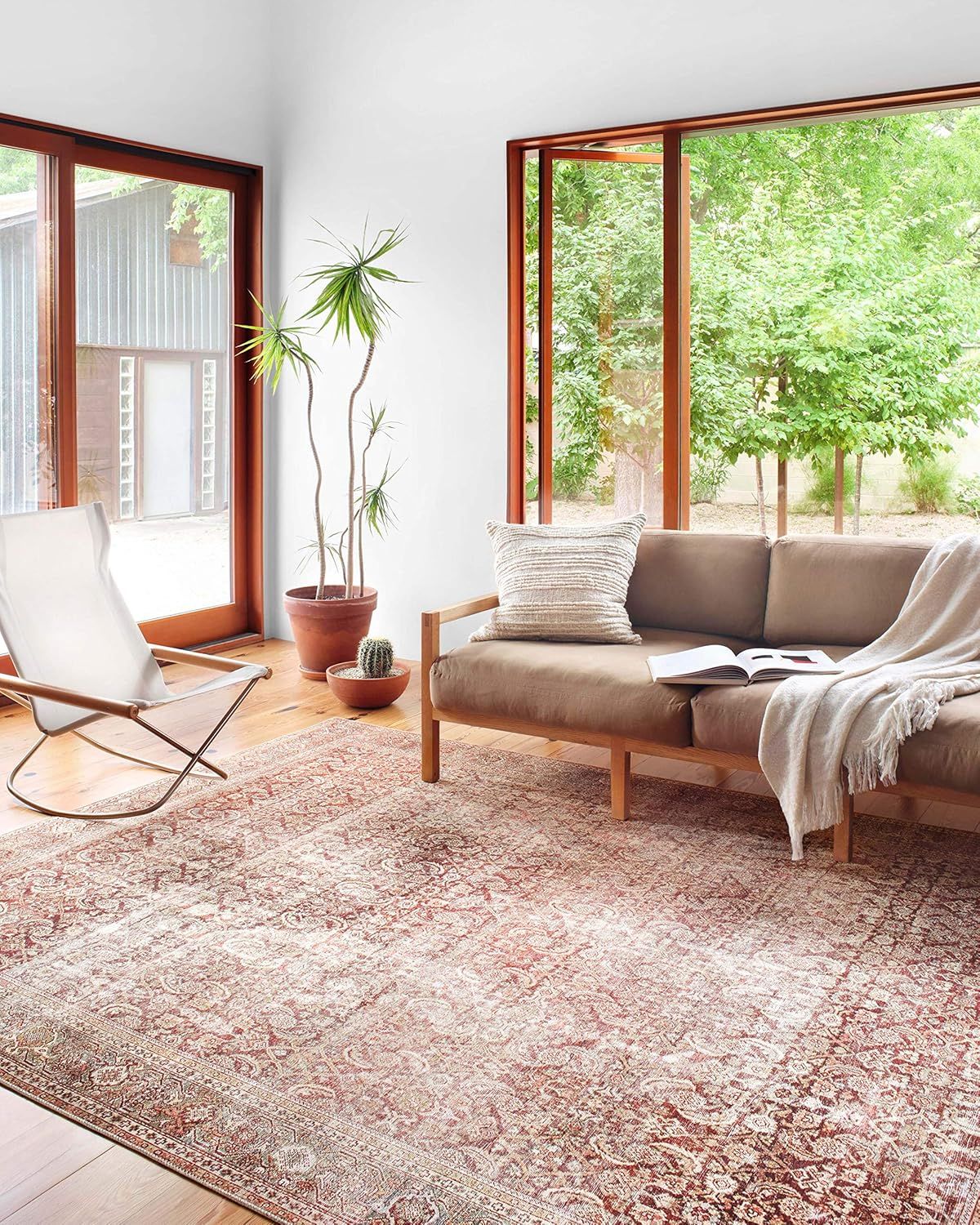 Layla Cinnamon and Sage Rectangular Synthetic Area Rug