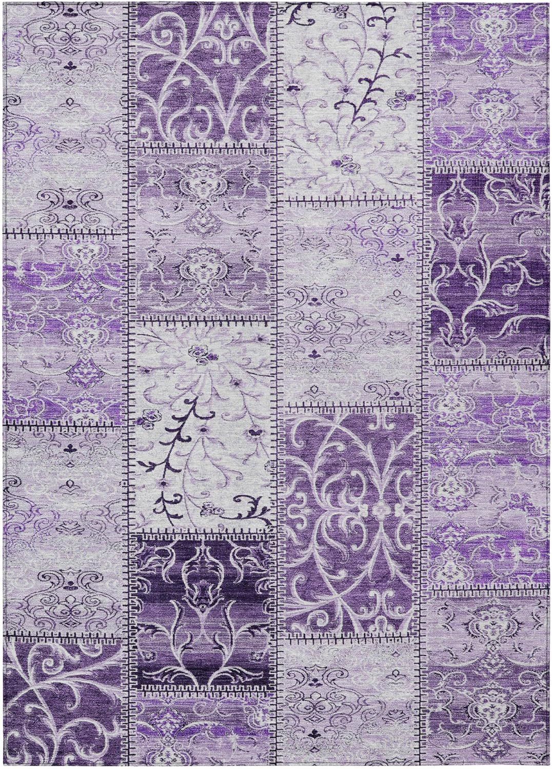 Addison Purple Geometric 5' x 7' Synthetic Area Rug