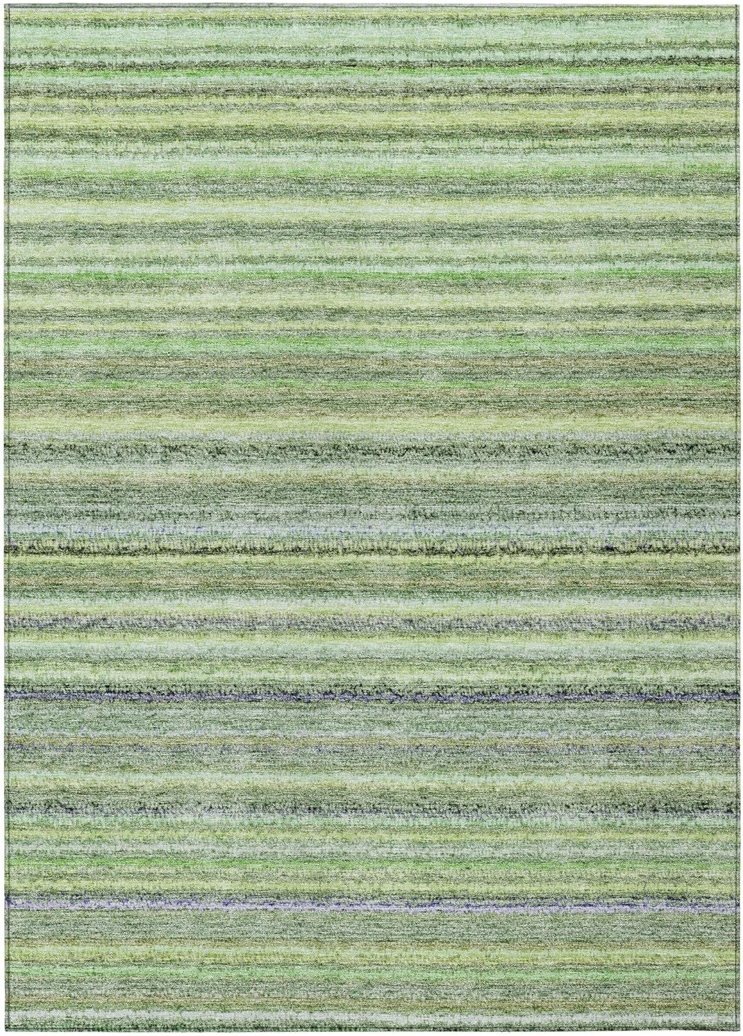 Green Stripe Synthetic Flat Woven 5' x 7' Rug