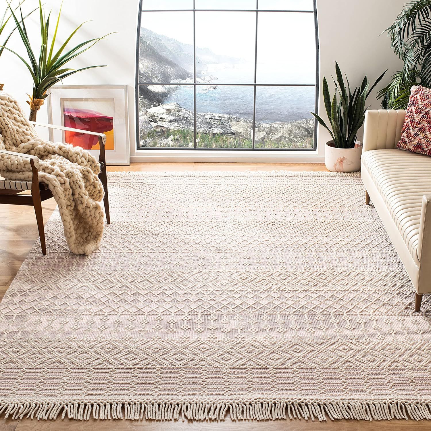 Ivory Hand-Tufted Wool 9' x 12' Reversible Braided Rug