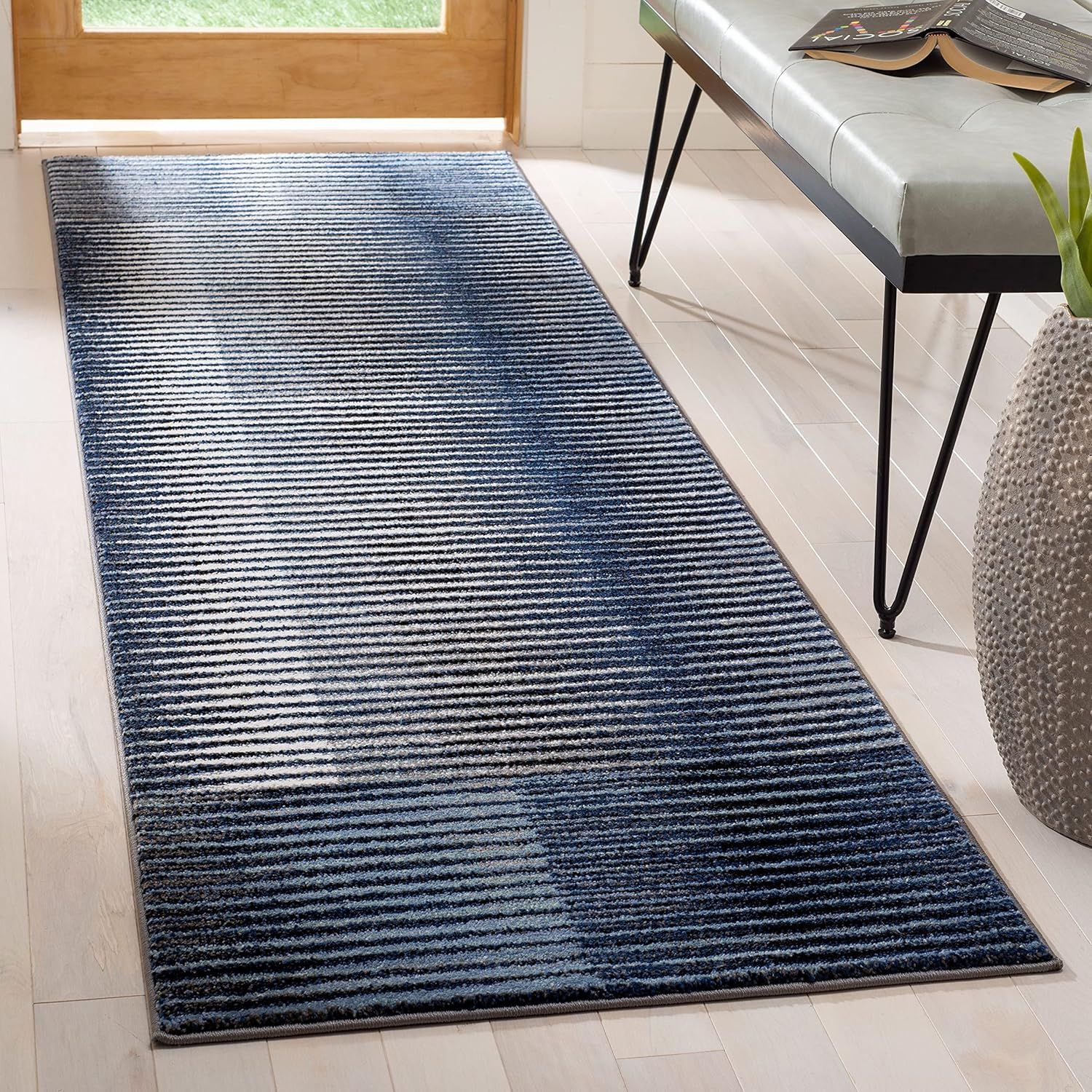 Celestial Blue Abstract 9' x 12' Synthetic Easy-Care Area Rug