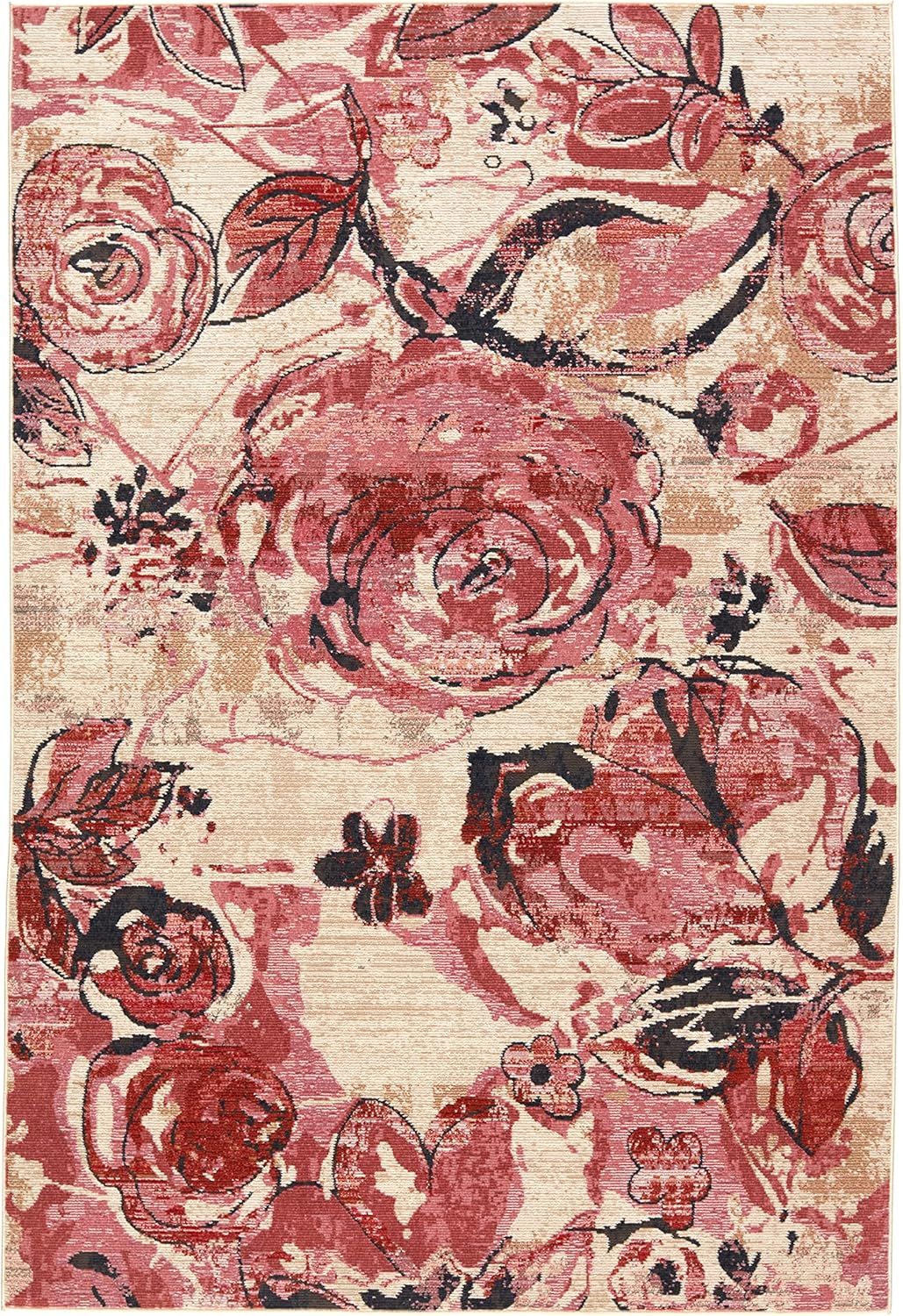 Hermione Red Floral 8' x 10' Synthetic Area Rug