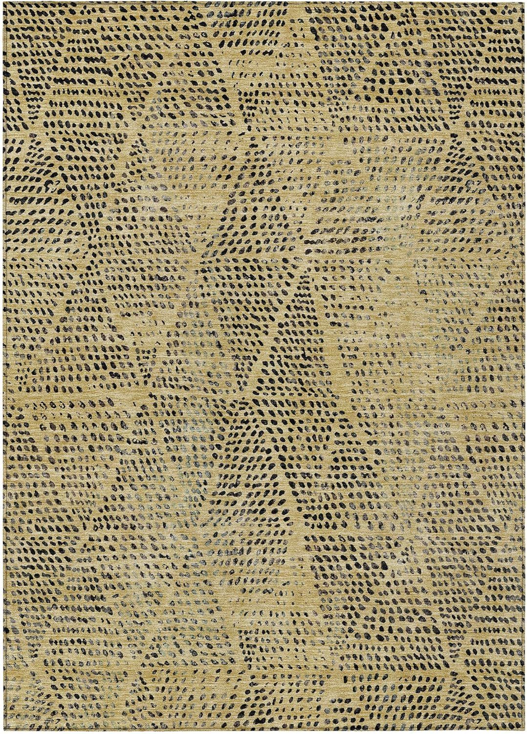 Gold Diamond Pattern Machine Washable Rectangular Rug 3' x 5'