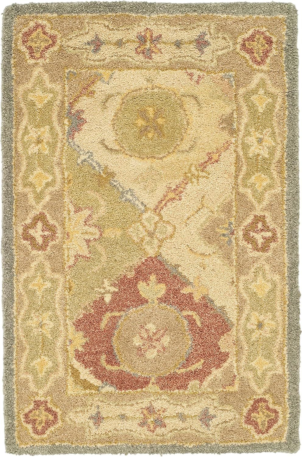 Ivory Handmade Tufted Wool Area Rug, 30" x 18"