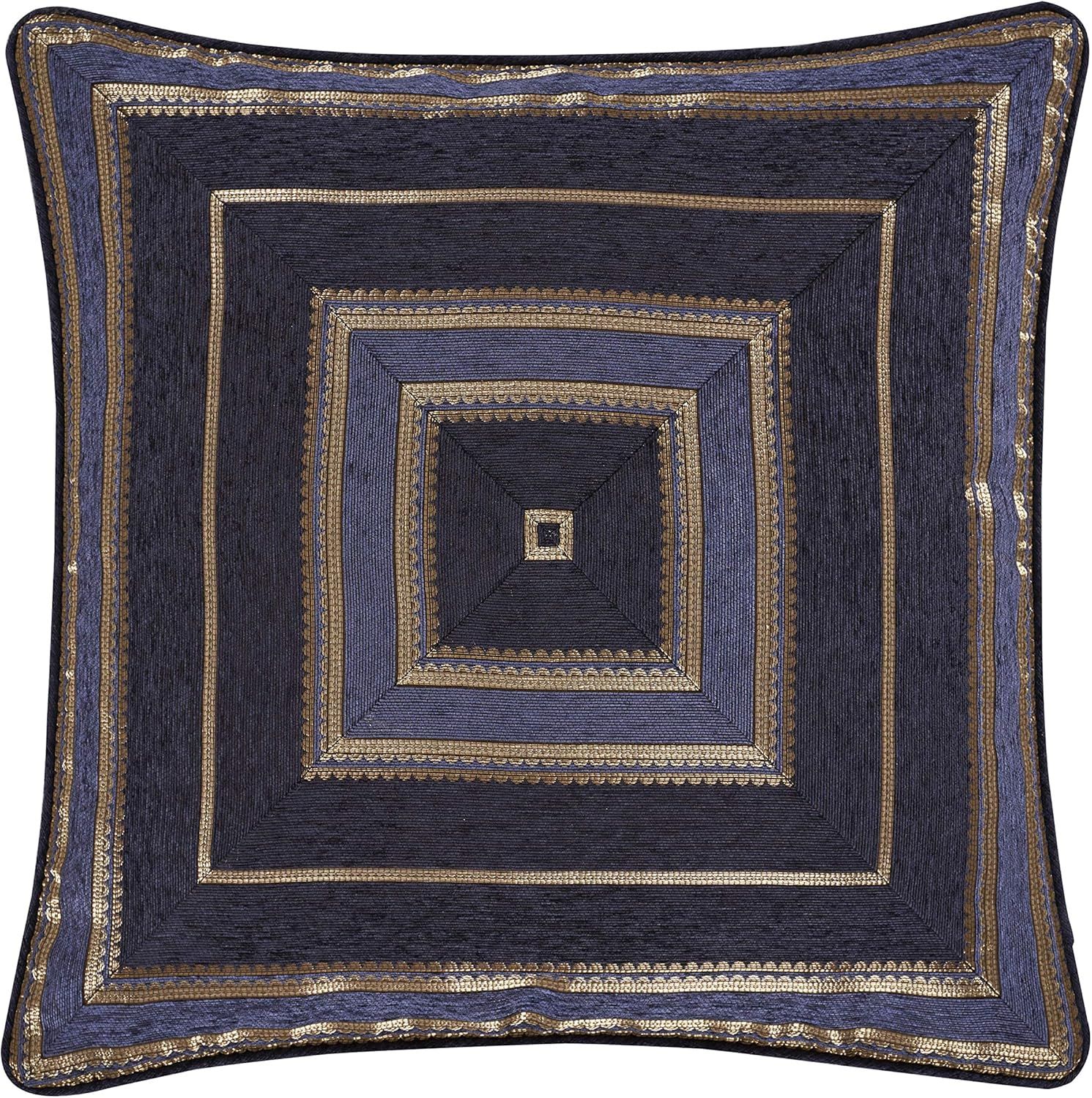 Indigo and Gold Jacquard Polyester Euro Sham, 26x26