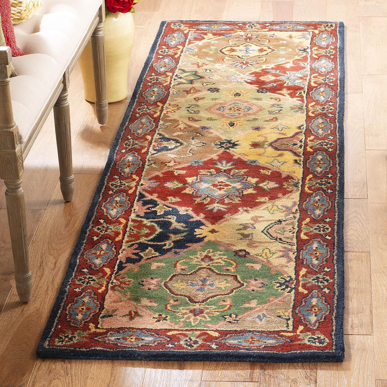 Heritage Red and Multicolor Wool Tufted Runner Rug