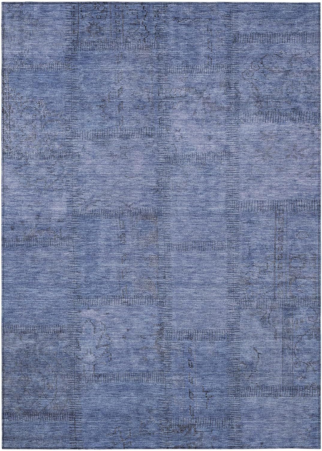 Blue Synthetic Flat Woven 8' x 10' Washable Area Rug