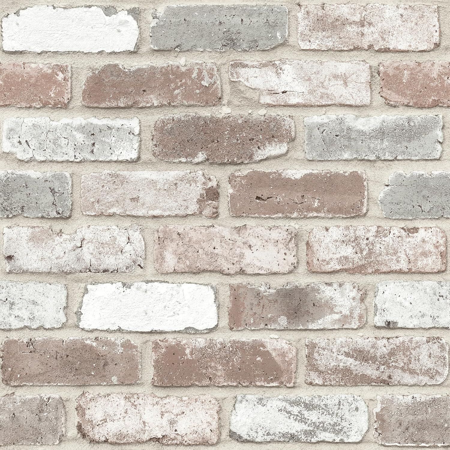 Reclaimed Brown and Gray Brick Peel and Stick Wallpaper