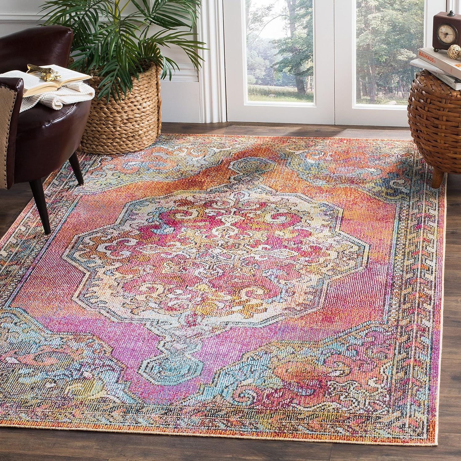 Light Blue 10' x 14' Reversible Oriental Synthetic Rug