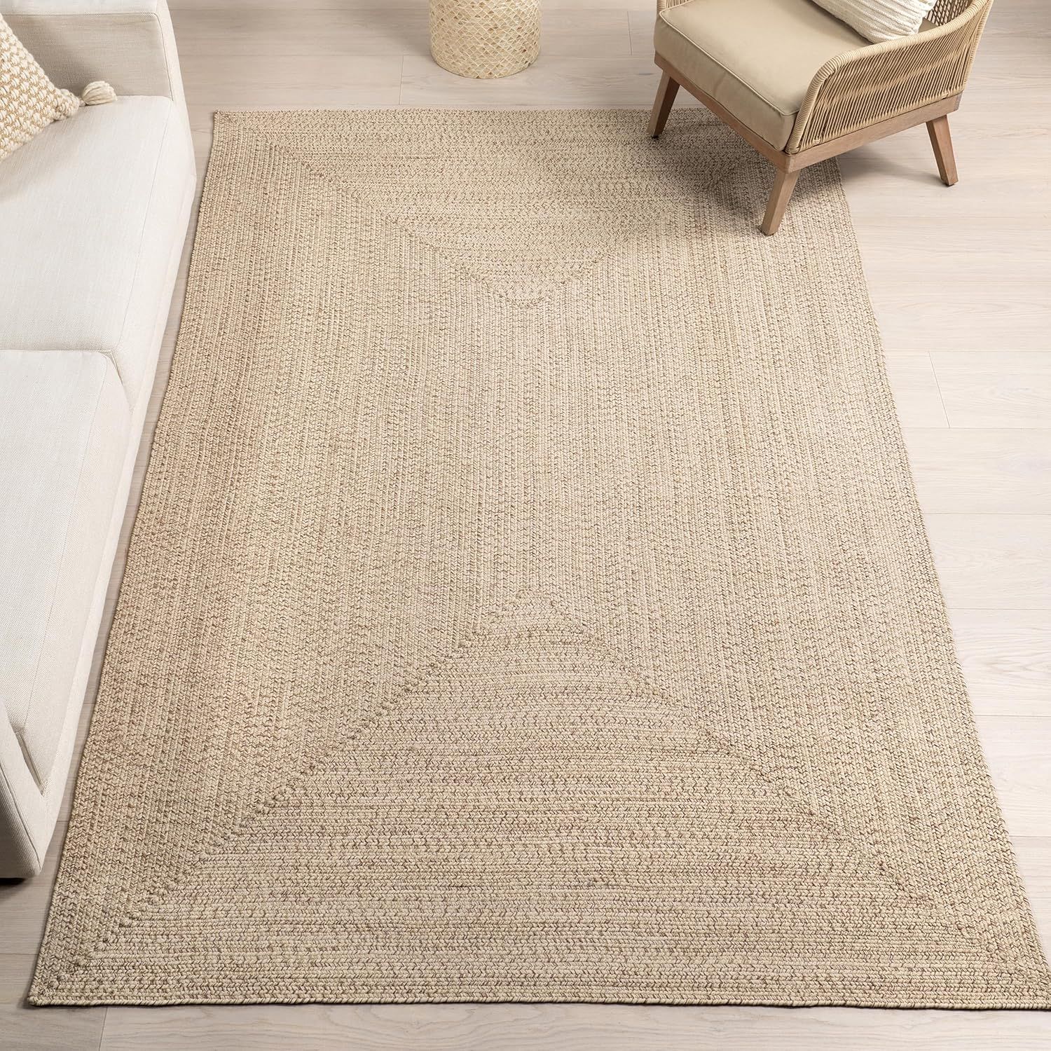 Tan Braided Synthetic Reversible Indoor/Outdoor Runner Rug