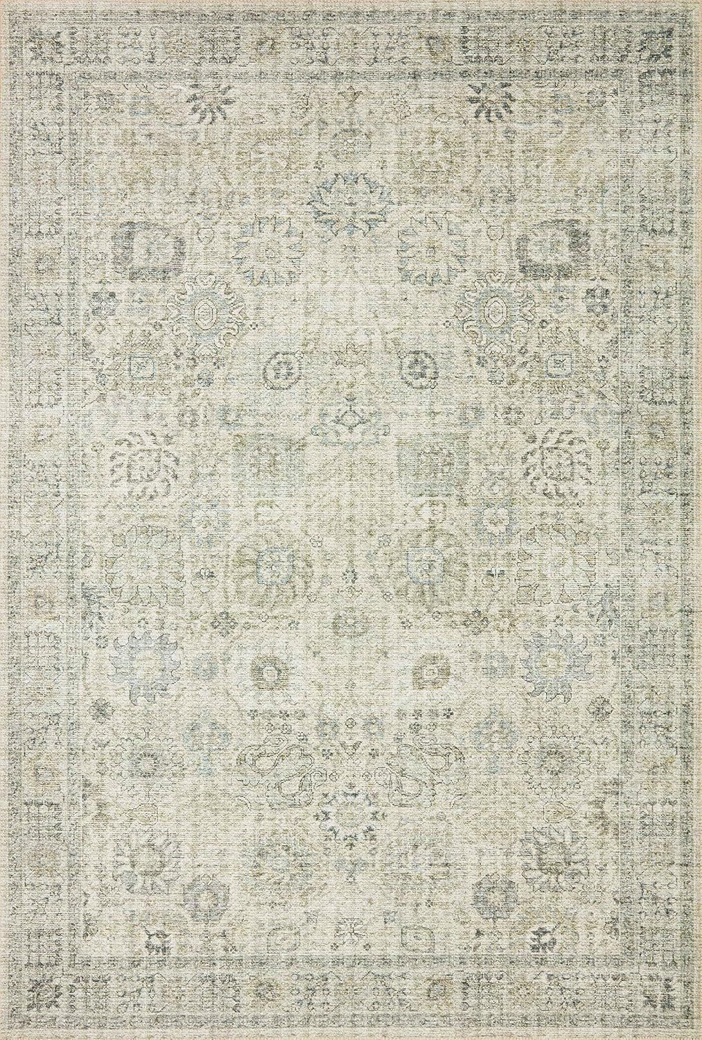 Rust and Blue Vintage Rectangular Polyester Area Rug