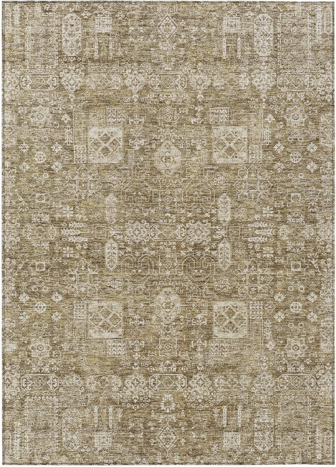 Brown Synthetic Flat Woven Washable Rectangular Rug 3' x 5'