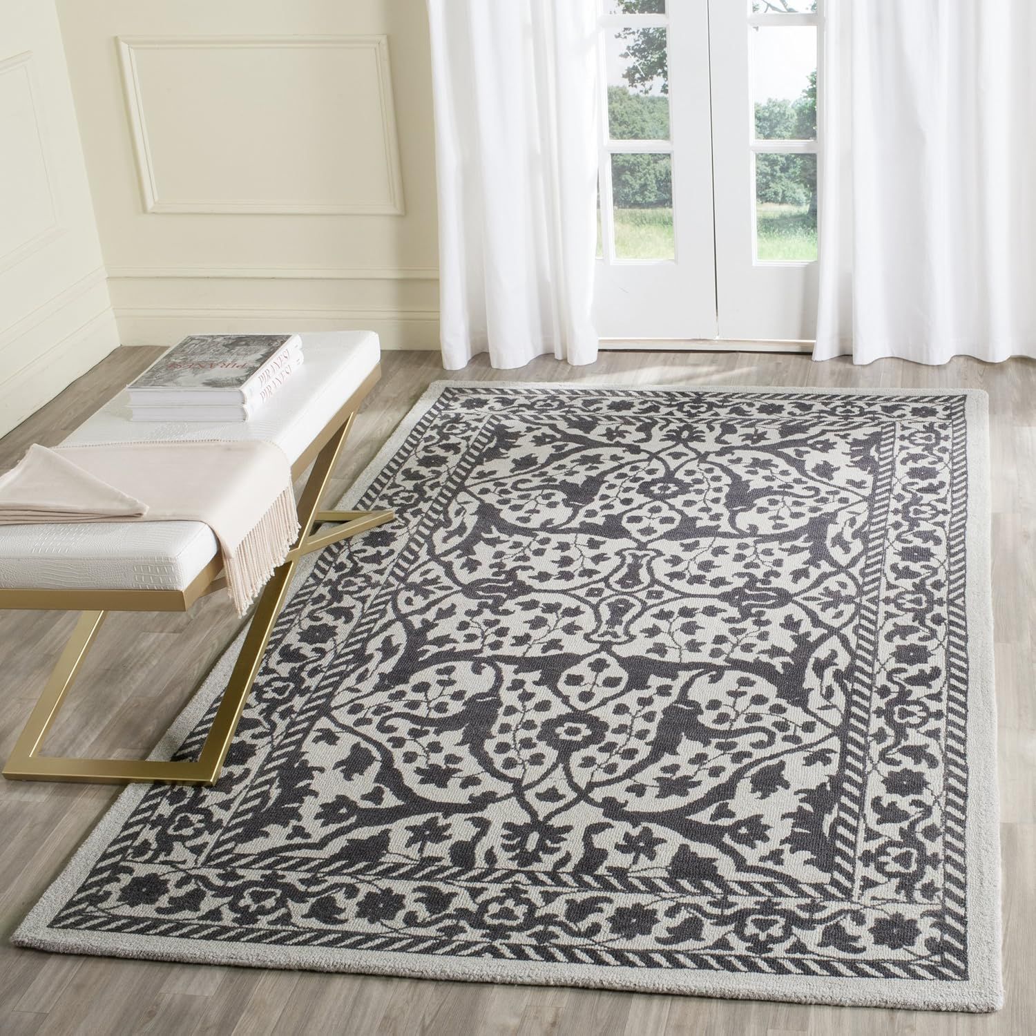 Vintage Blue Handmade Wool 8' x 10' Tufted Area Rug