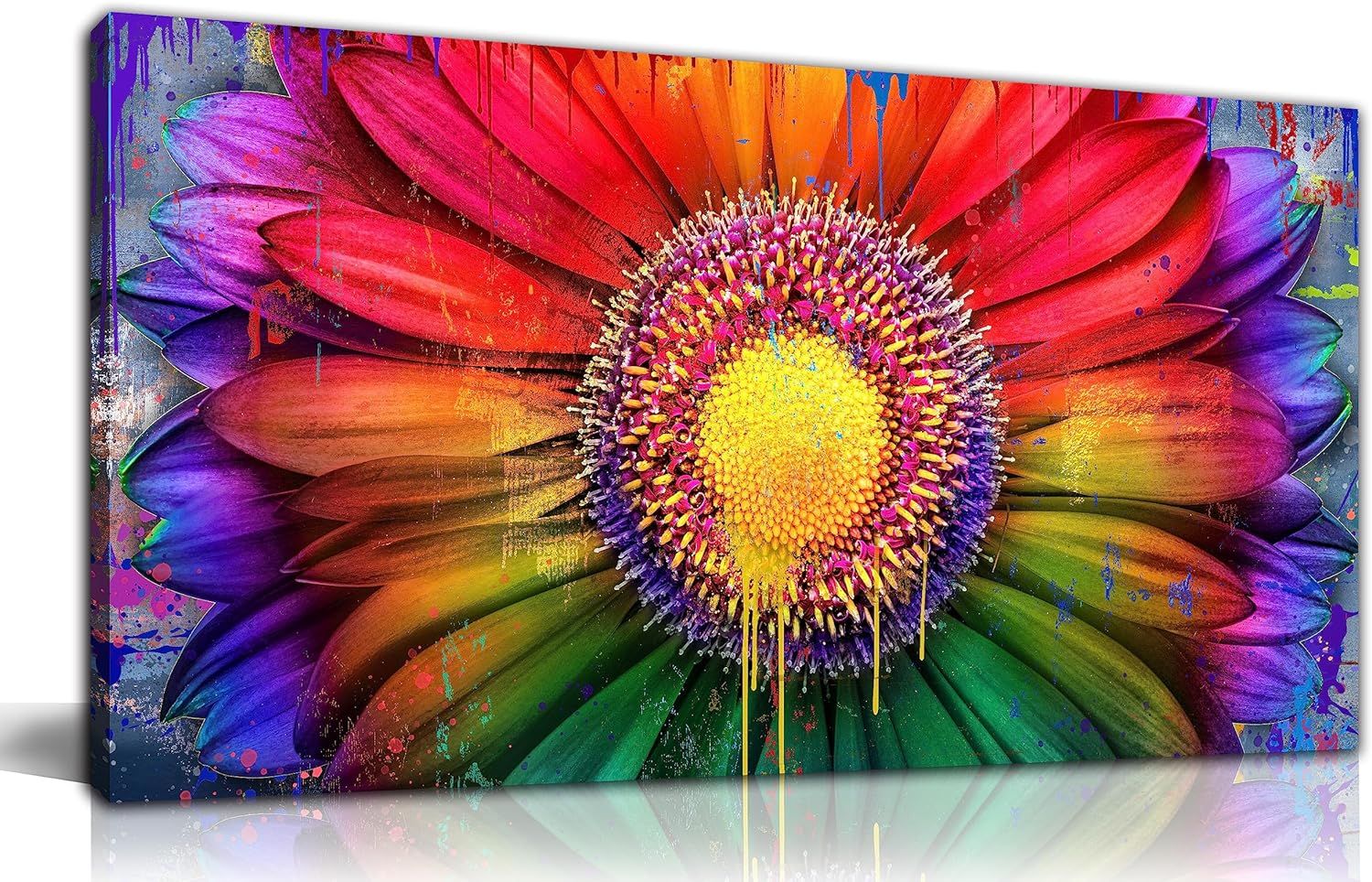 Colorful Abstract Daisy Canvas Wall Art for Nursery, 20x40 Inches