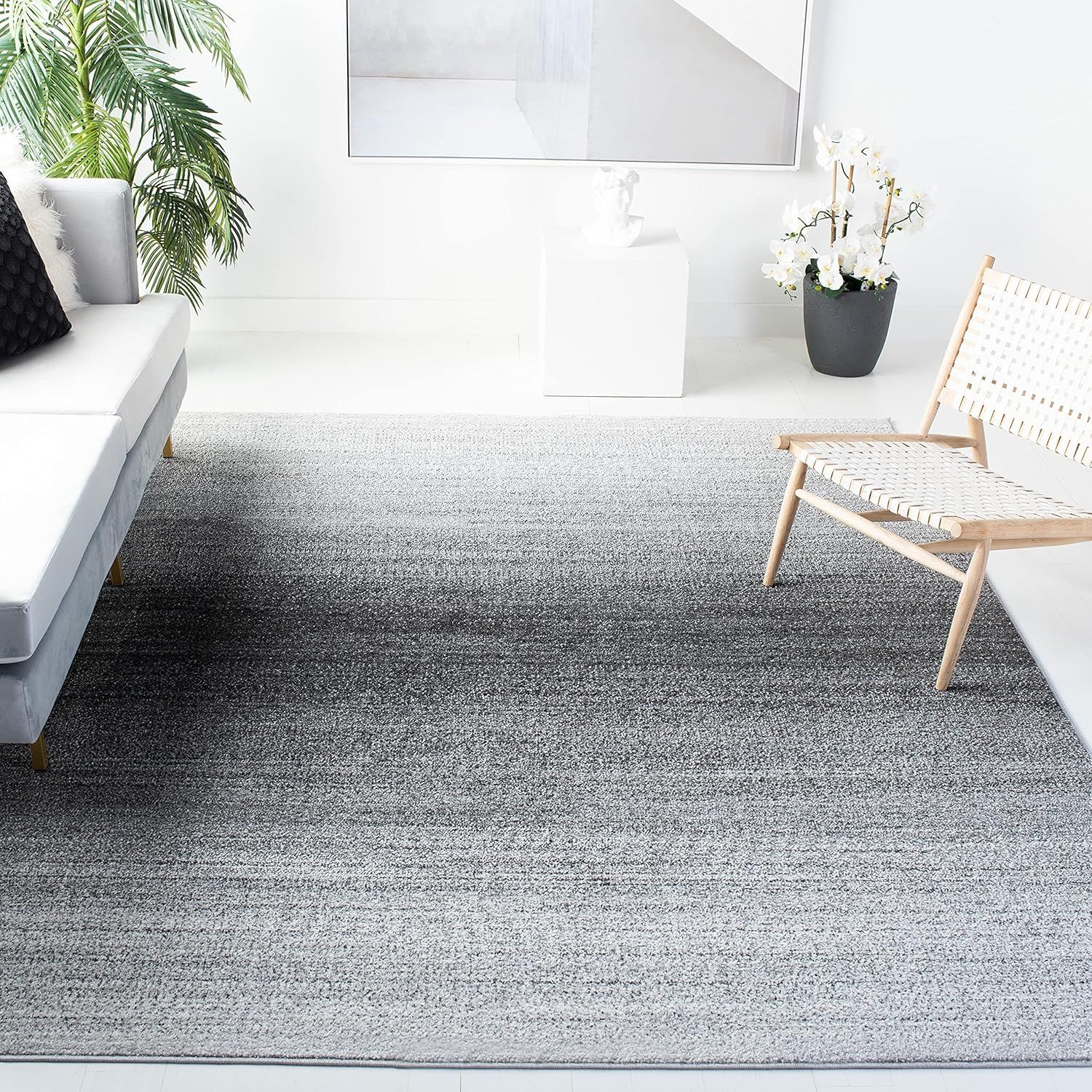 Grey and Dark Grey Ombre 11' x 15' Area Rug