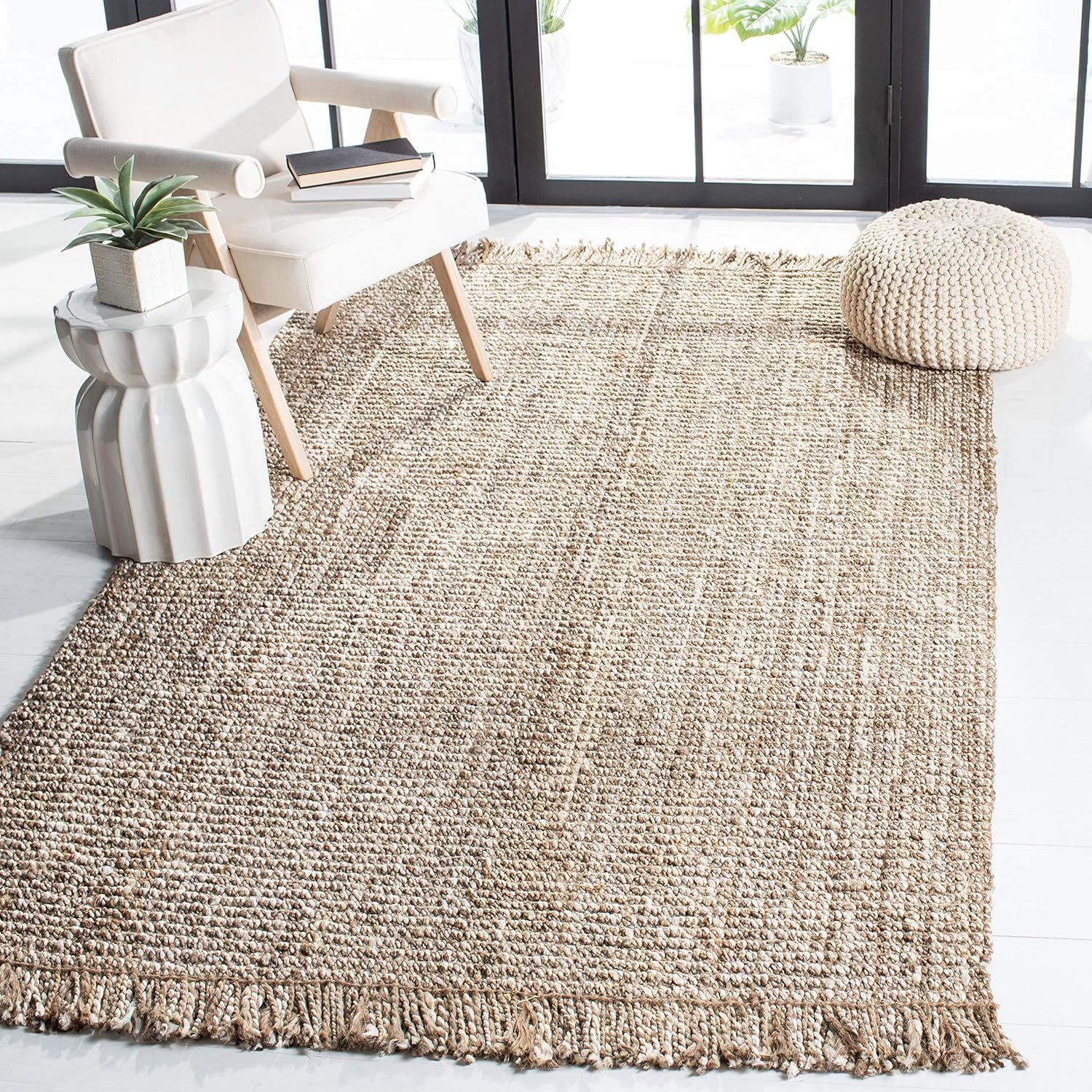 Artisan Gray and Beige Handwoven Jute 9' x 12' Area Rug