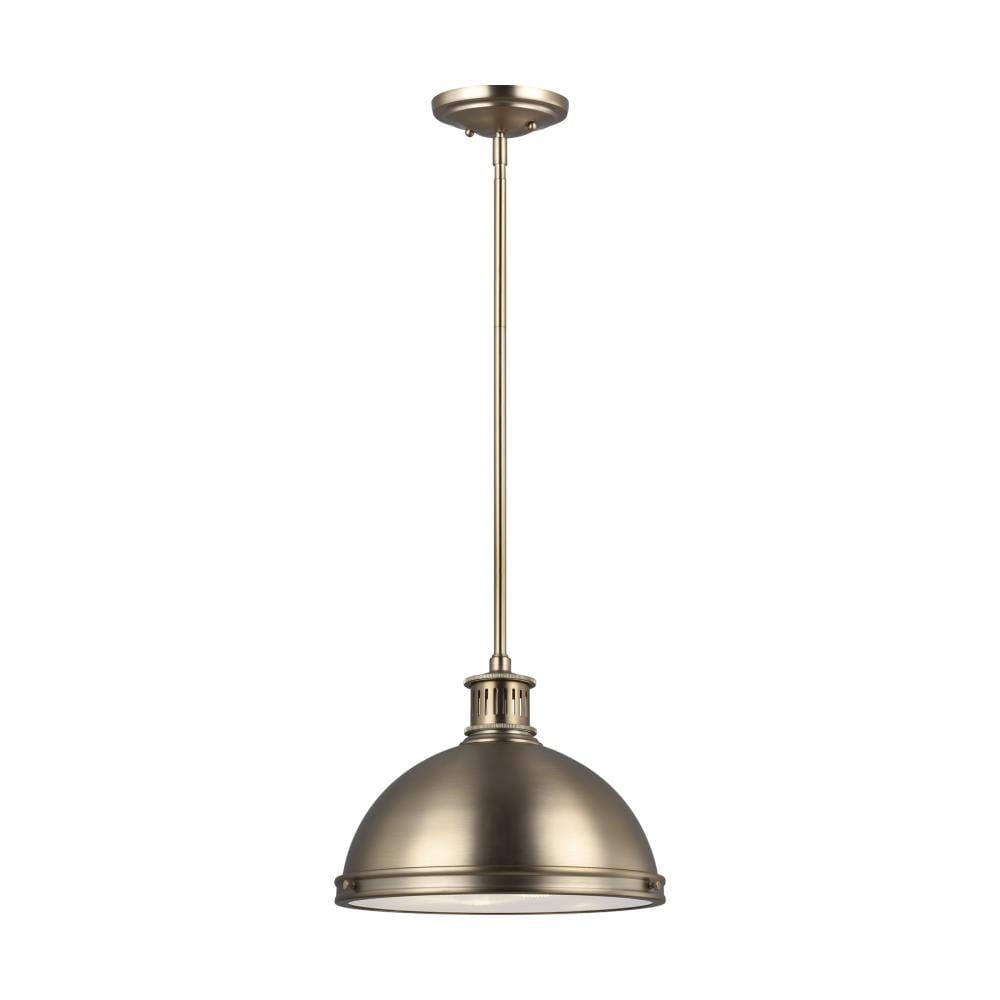 Eclaire 12.5" Satin Brass LED Pendant with Clear Textured Glass