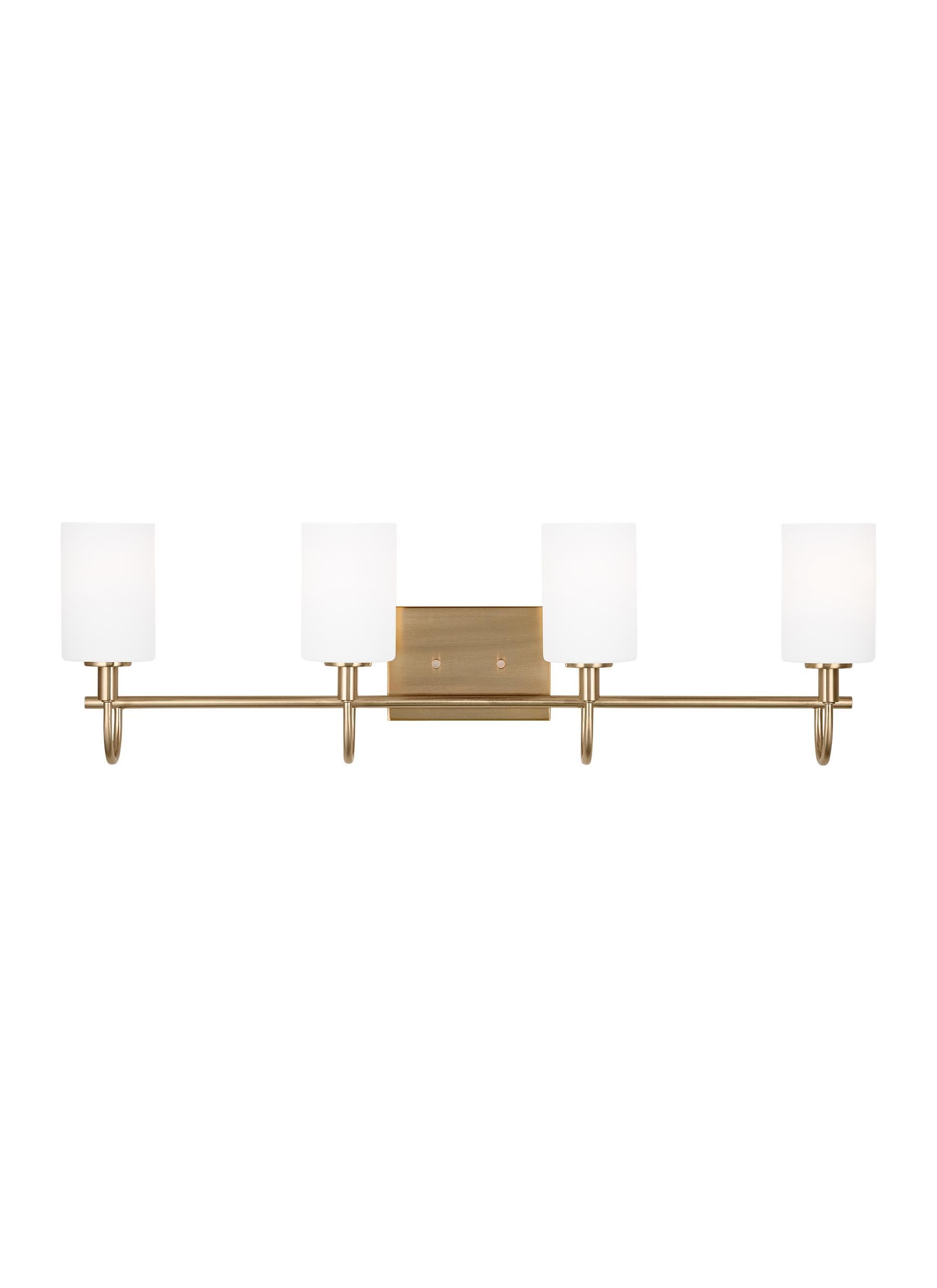 Alvin Modern Satin Brass 4-Light Vanity with Etched Glass