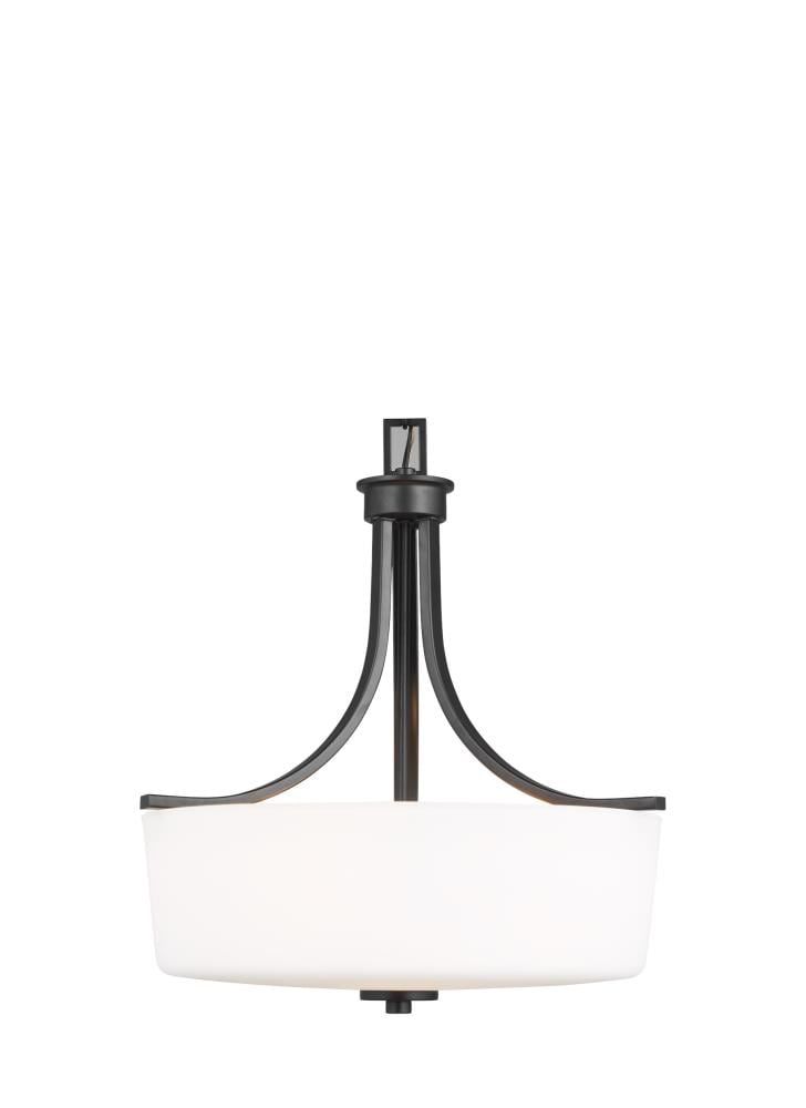 Midnight Black Brushed Nickel LED Pendant Light with Etched Glass Shade