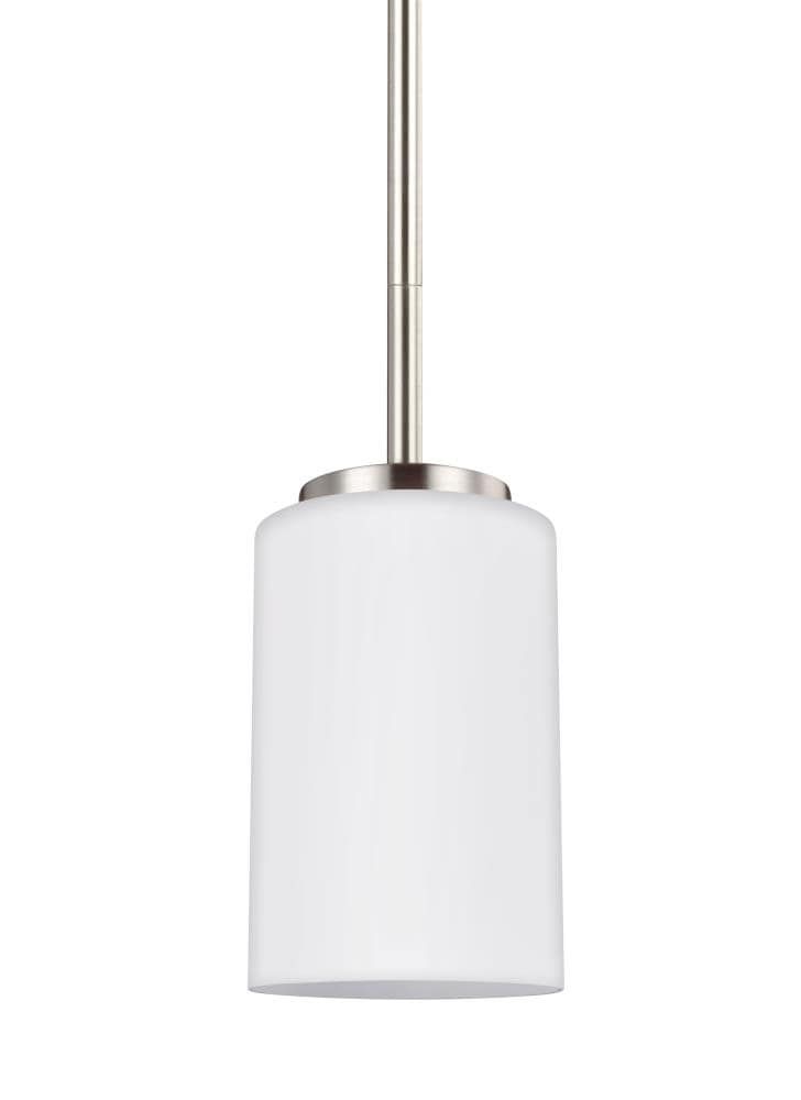 Sleek Oslo Brushed Nickel Mini-Pendant with Opal Etched Glass