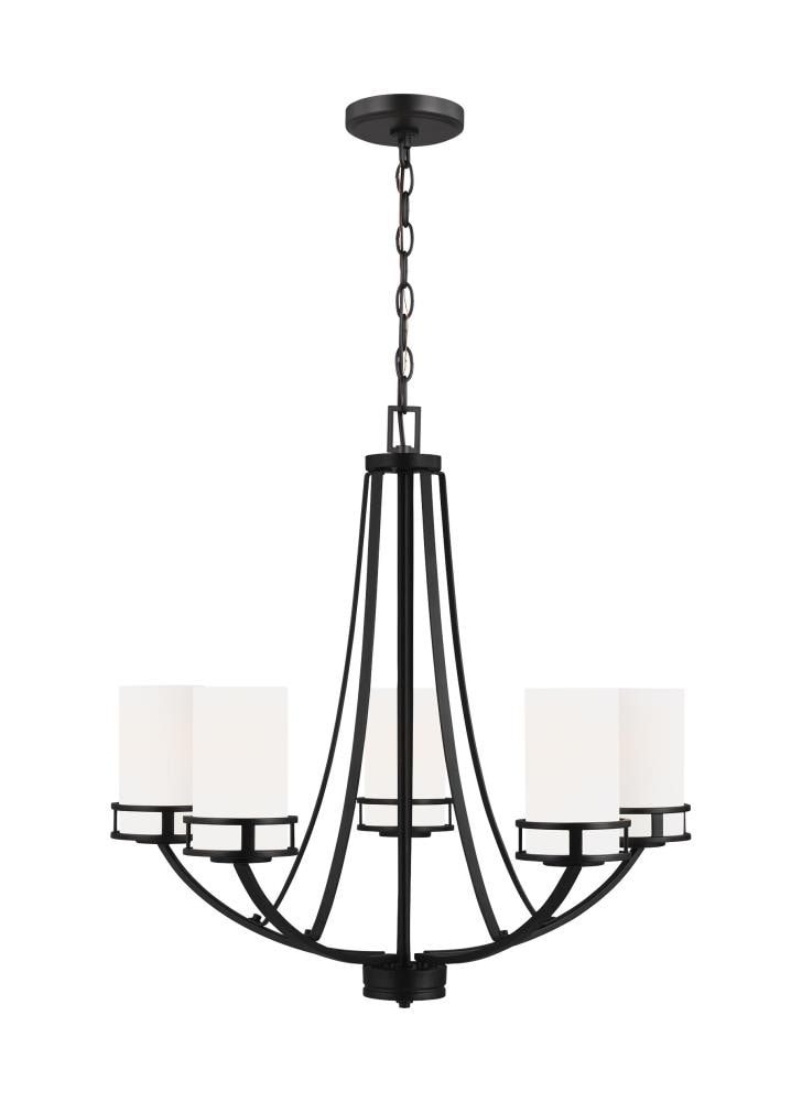 Robie Midnight Black 5-Light LED Chandelier with Etched Glass