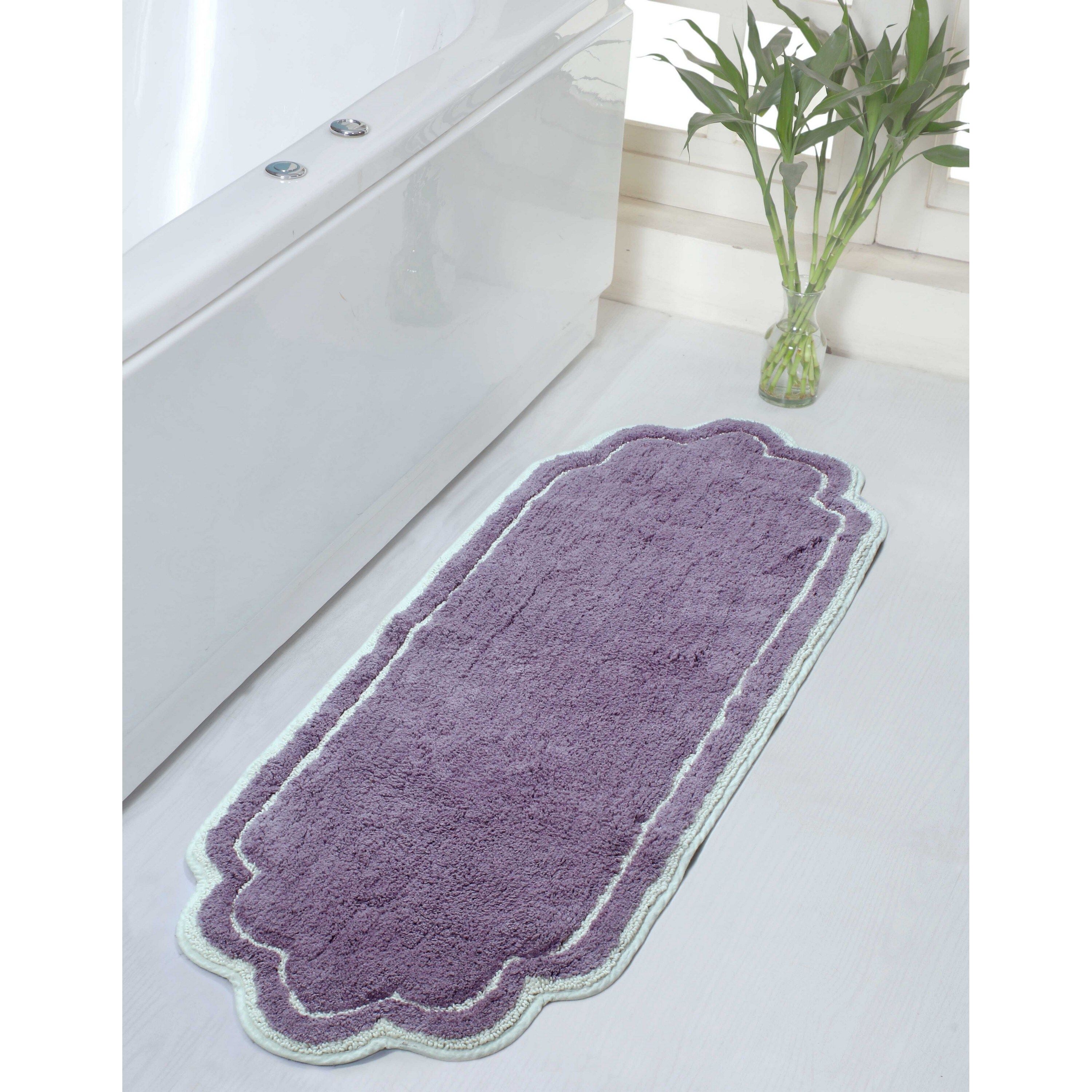 Purple Cotton Tufted Bath Runner with Non-Slip Backing