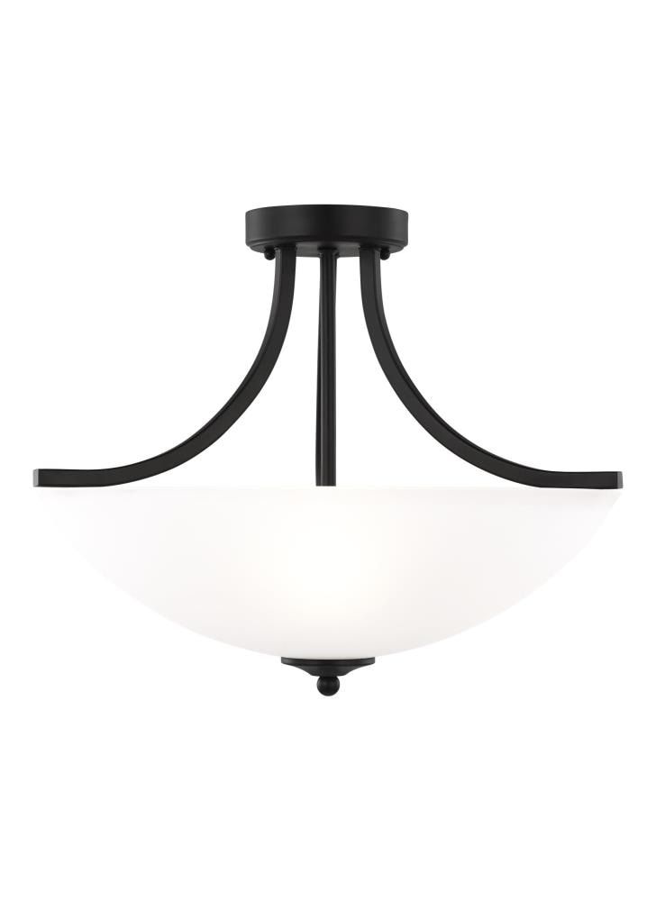 Midnight Black Steel Bell Shade Semi-Flush Mount Light