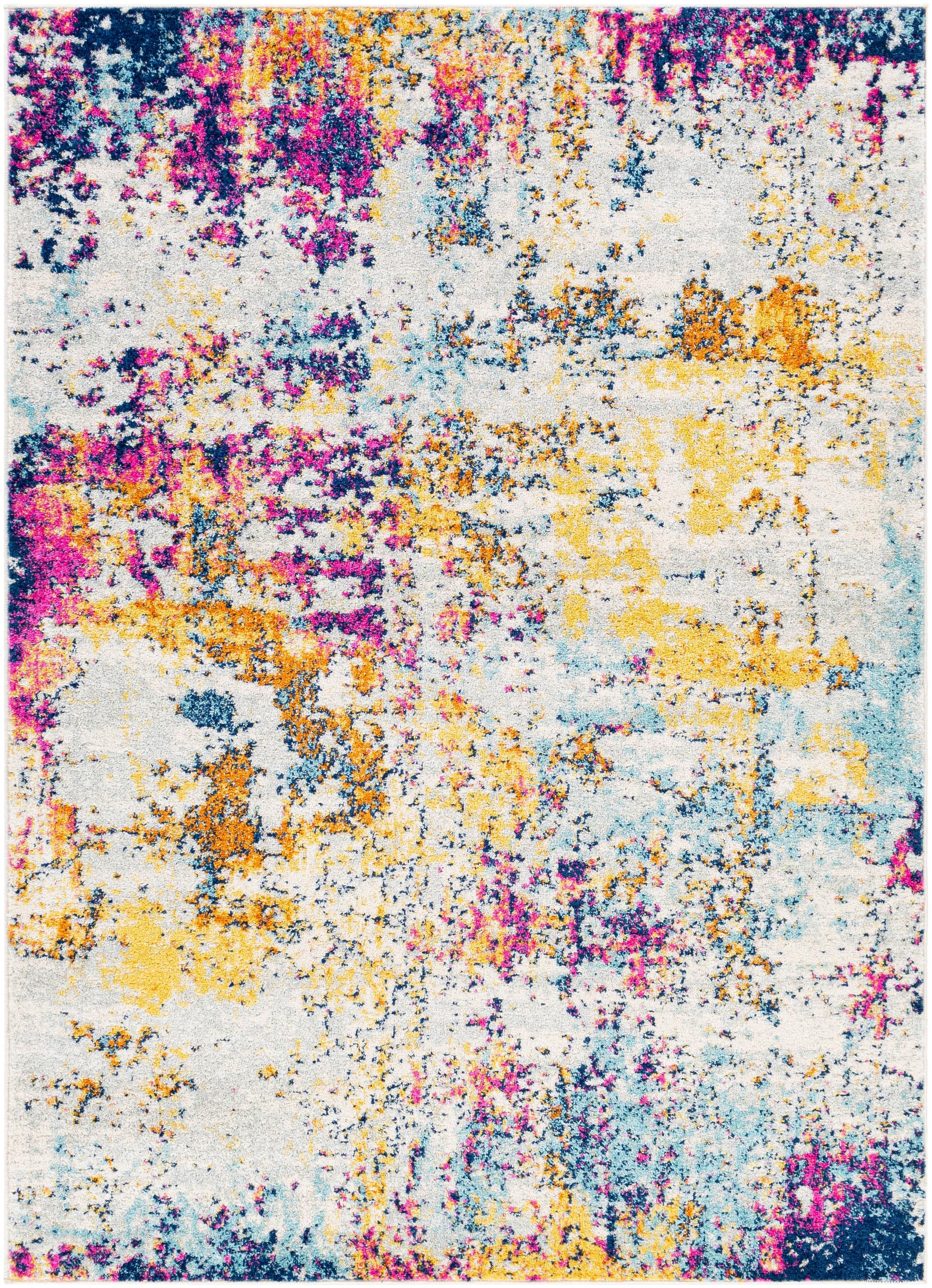 Gray Rectangular Washable Reversible Synthetic Rug 5'3" x 7'3"