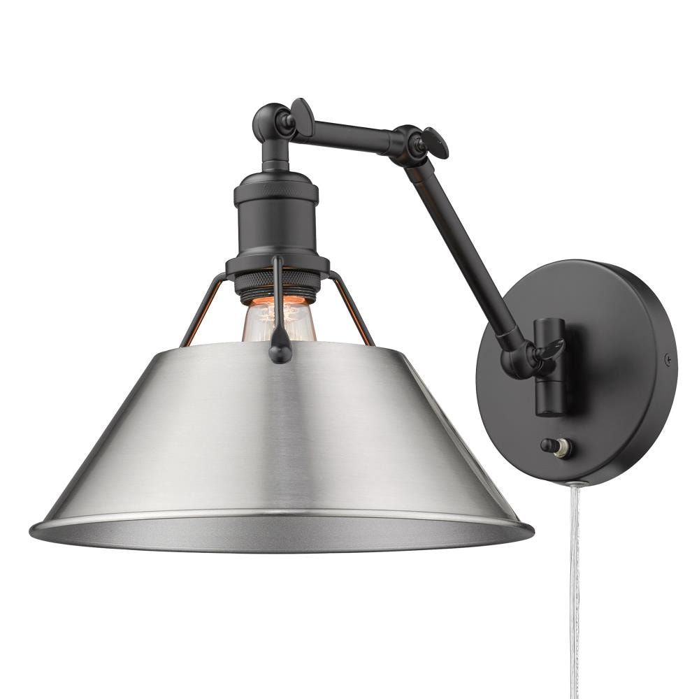 Contemporary Orwell Black Pewter Dimmable Sconce, Plug-In 10"W