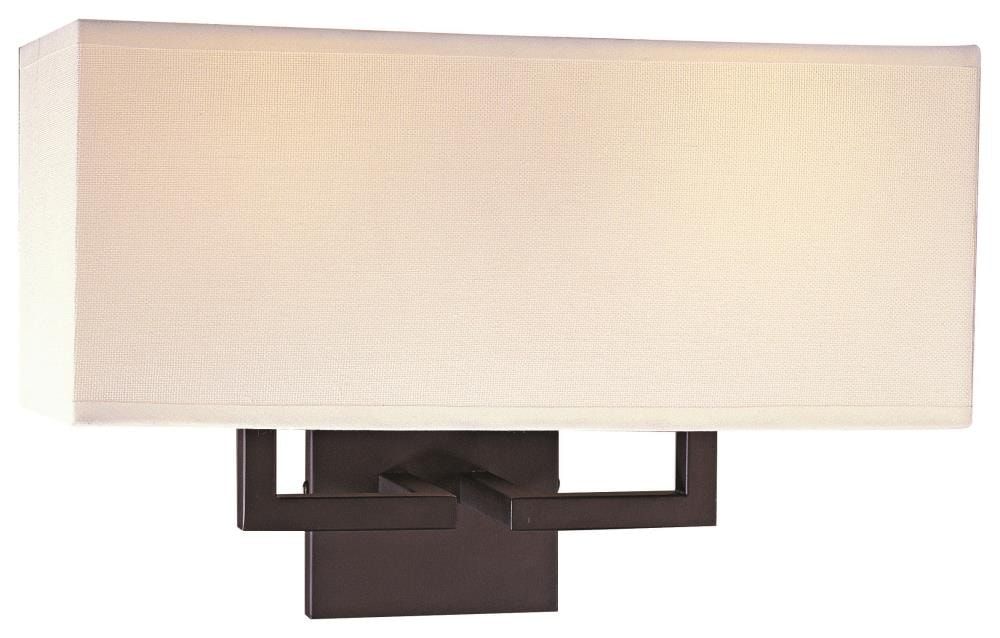 Bronze Dimmable Cylinder Sconce with Off-White Fabric Shade