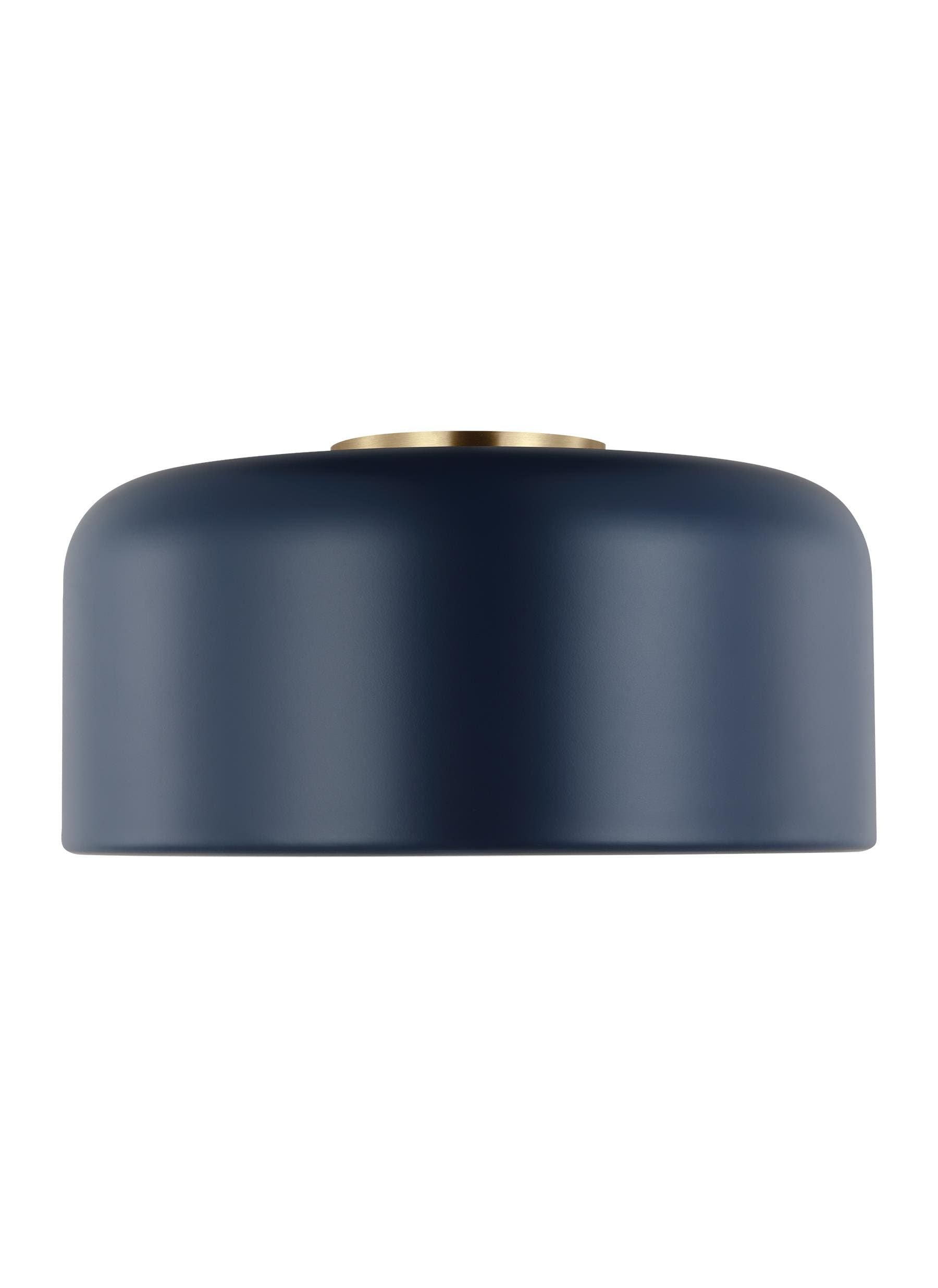 Navy Blue Steel Flush Mount Ceiling Light with Brass Accent