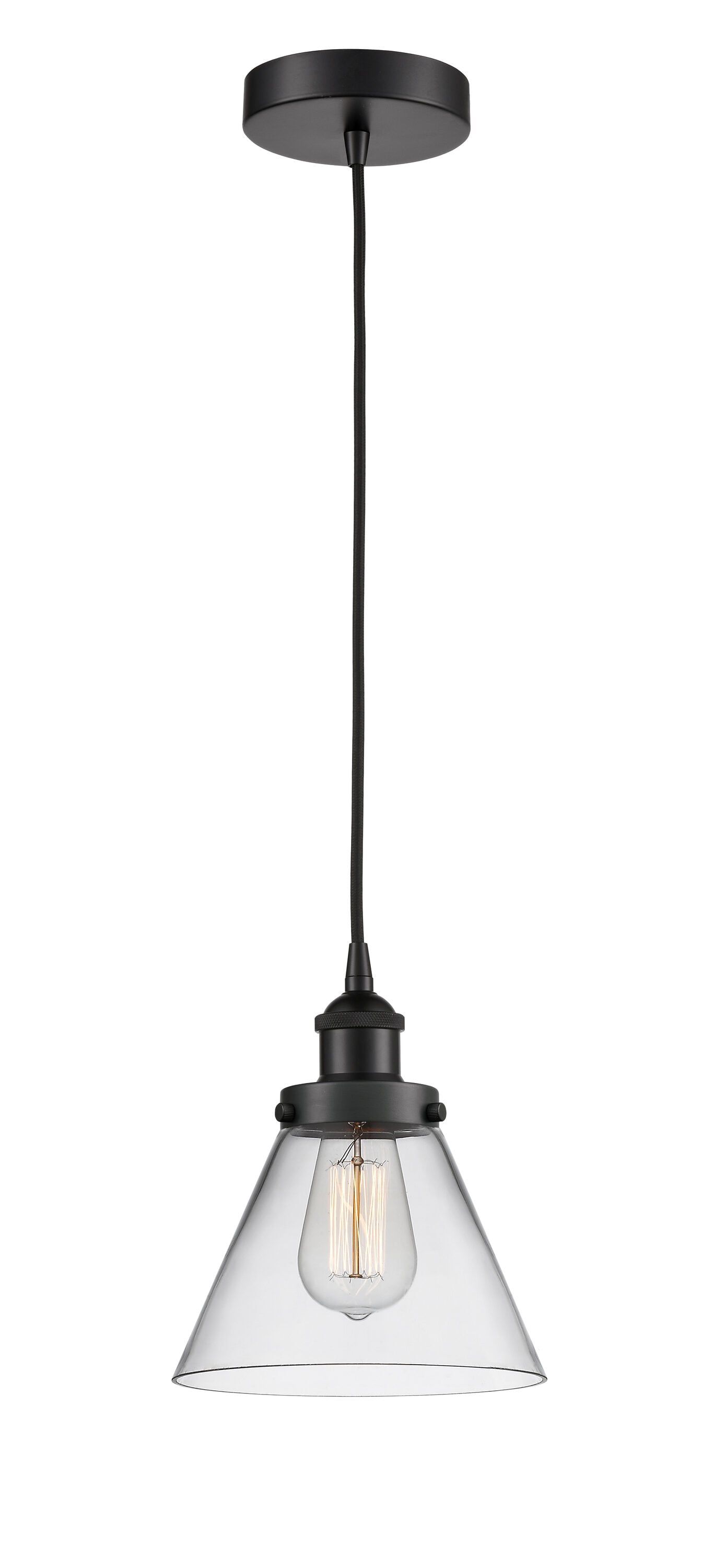 Matte Black and Clear Glass Mini Pendant Light