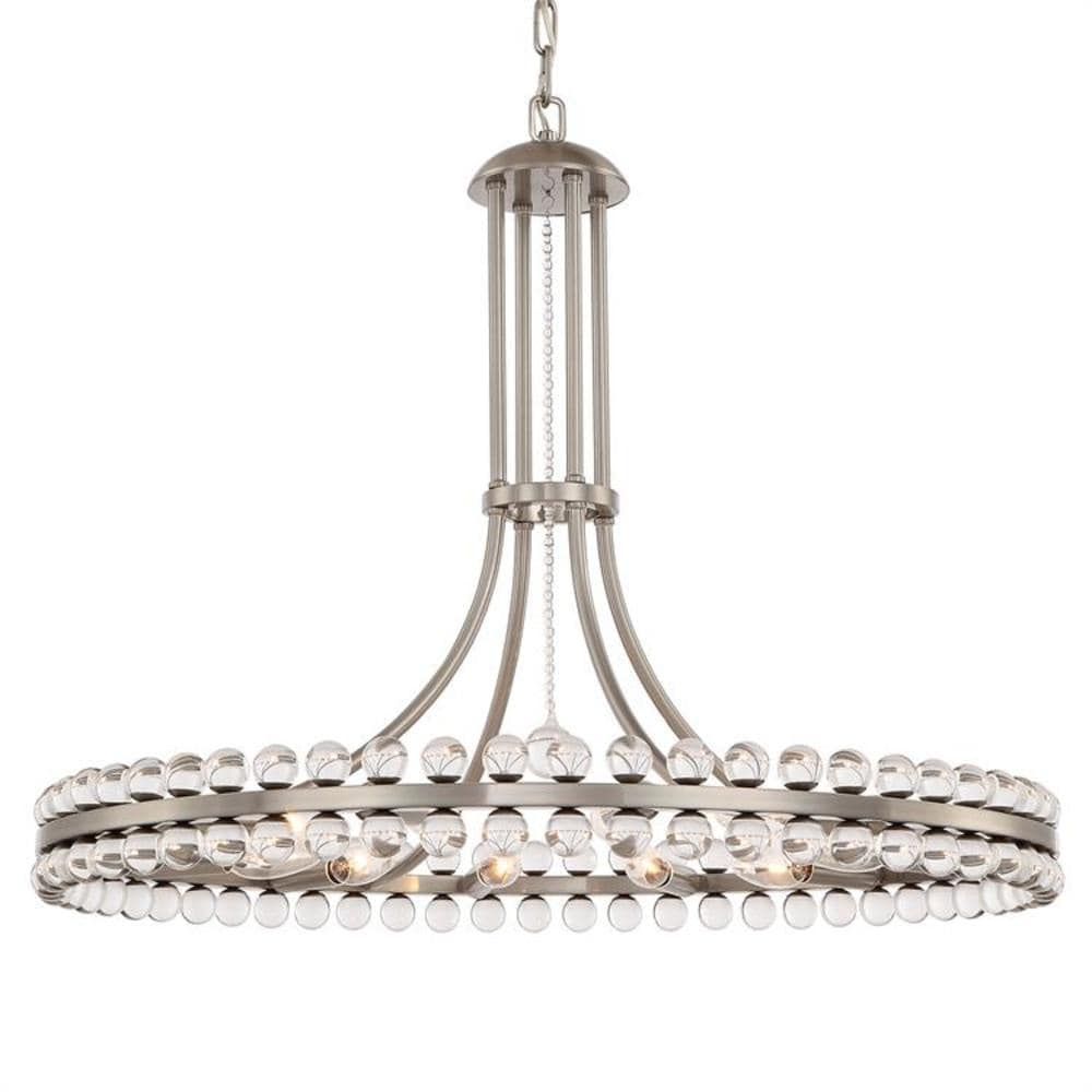Brushed Nickel and Glass 12-Light Chandelier
