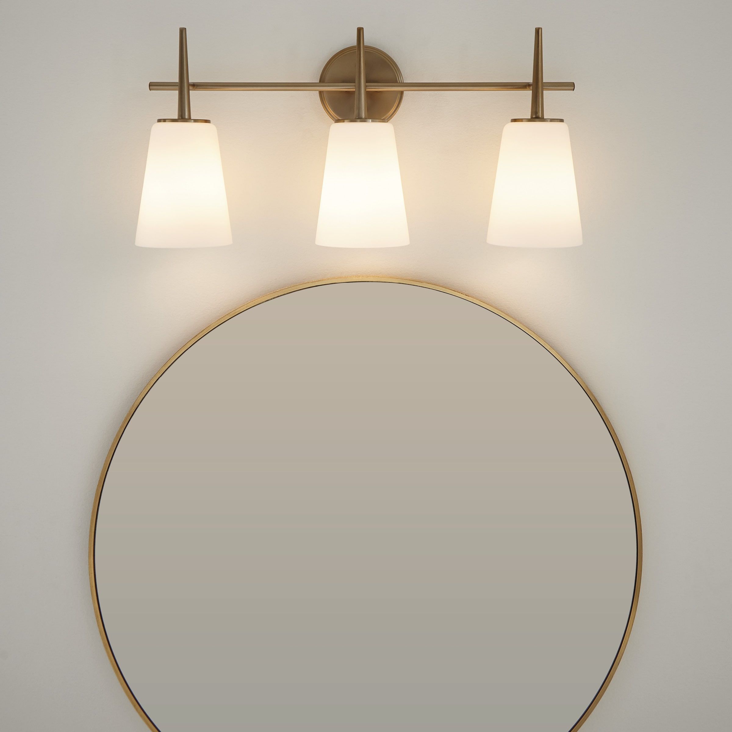 Driscoll Satin Brass 3-Light Wall Sconce with Opal Glass Shade