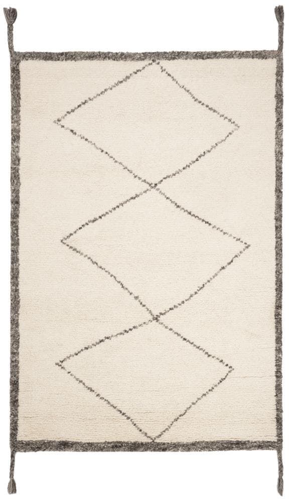 Ivory Hand-Tufted Wool Shag 4' x 6' Rug