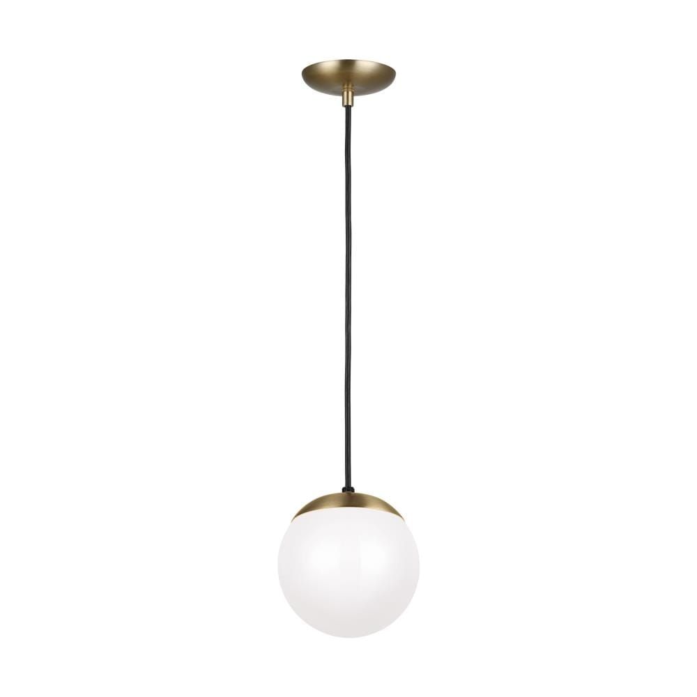 Leo Satin Brass Globe Pendant Light with Smooth White Glass