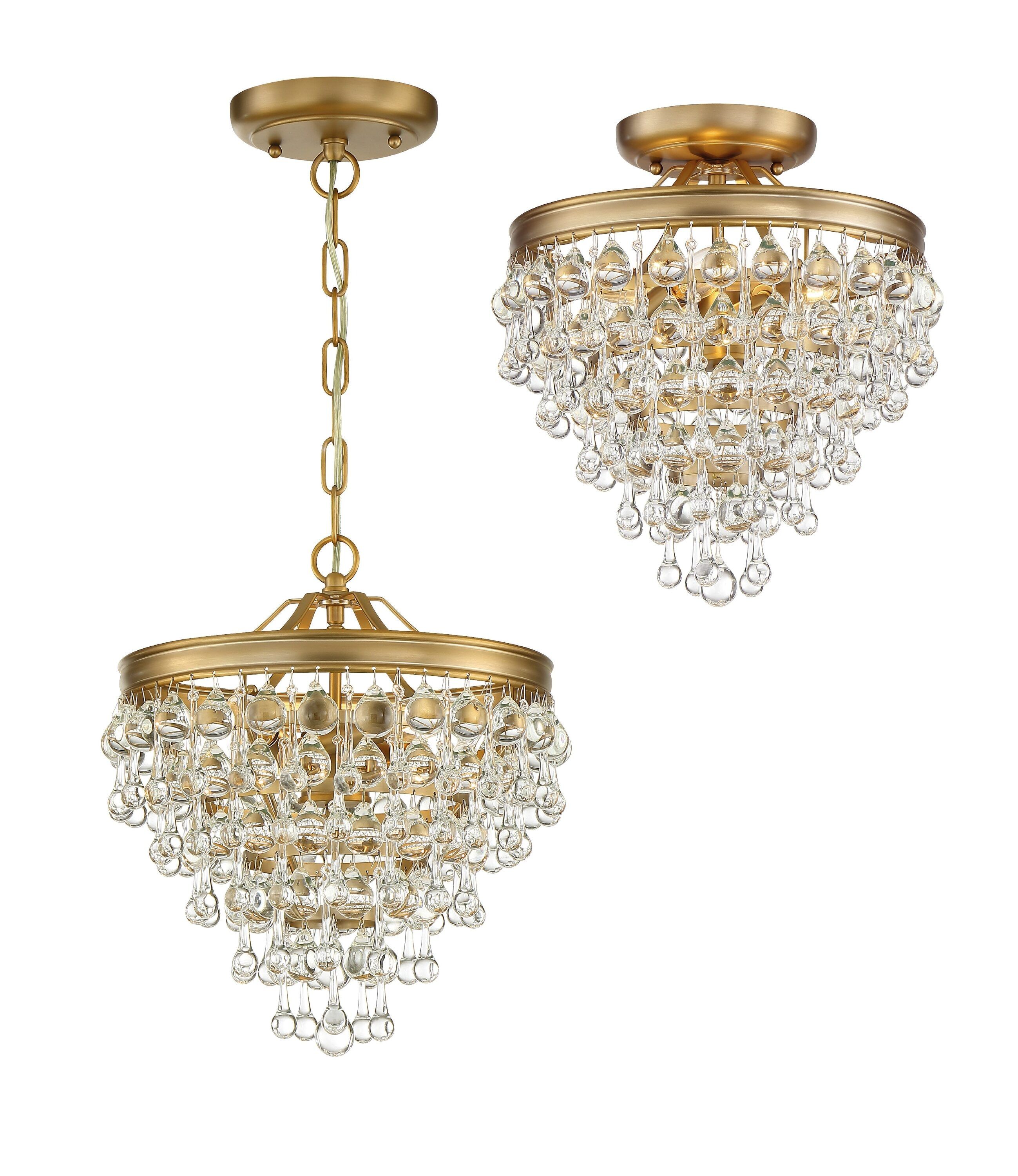 Vibrant Gold Mini Chandelier with Crystal Accents