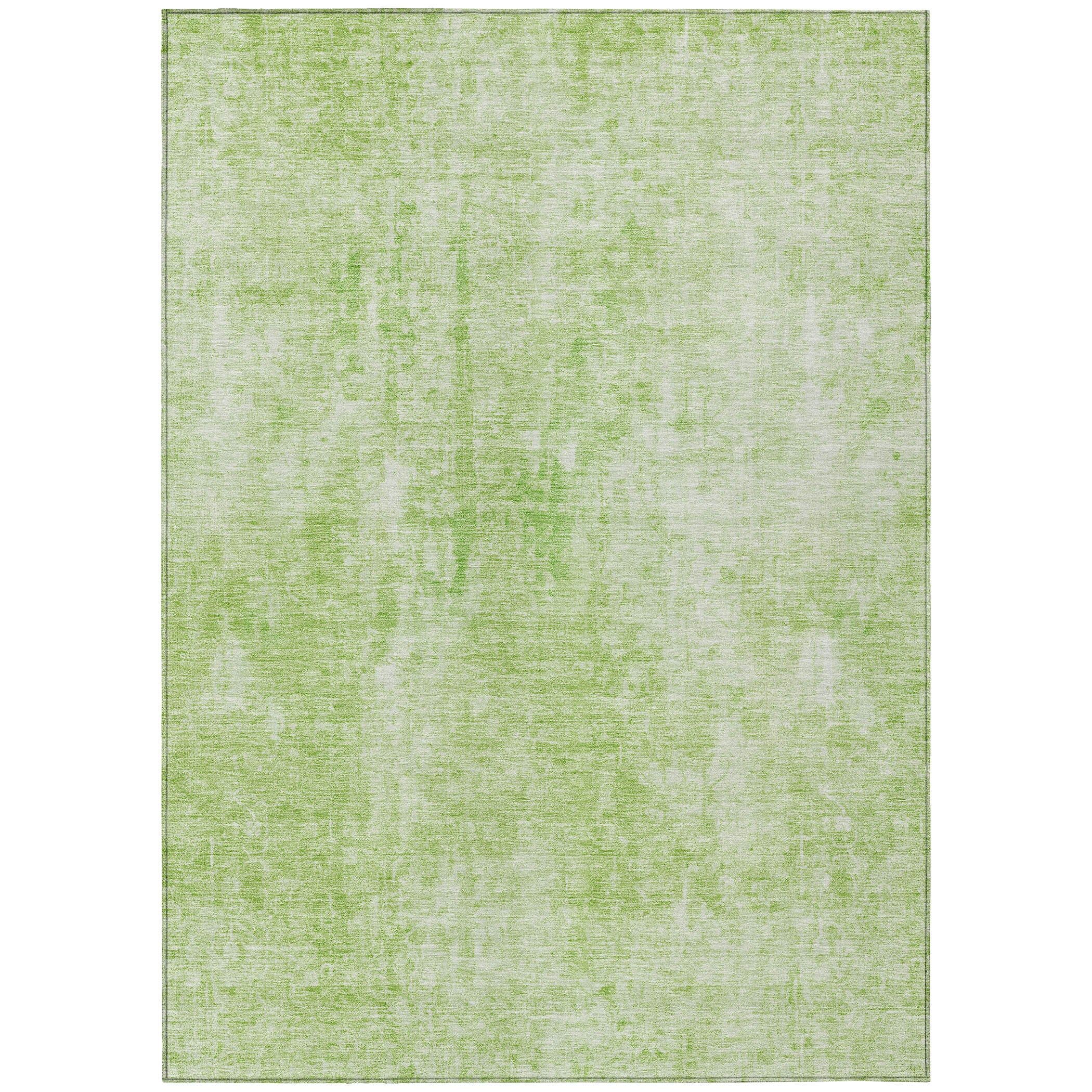 Aloe Green Abstract Synthetic 3' x 5' Indoor Outdoor Rug