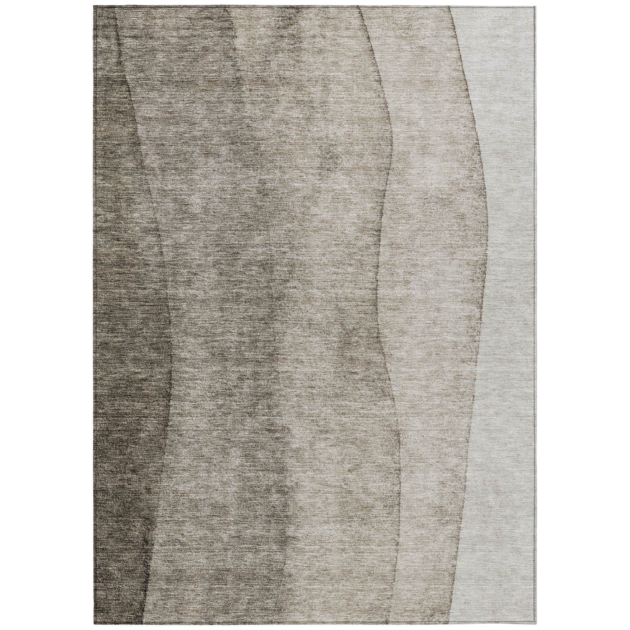 Taupe Gradient Flat Woven Synthetic Indoor/Outdoor Rug 5' x 7'
