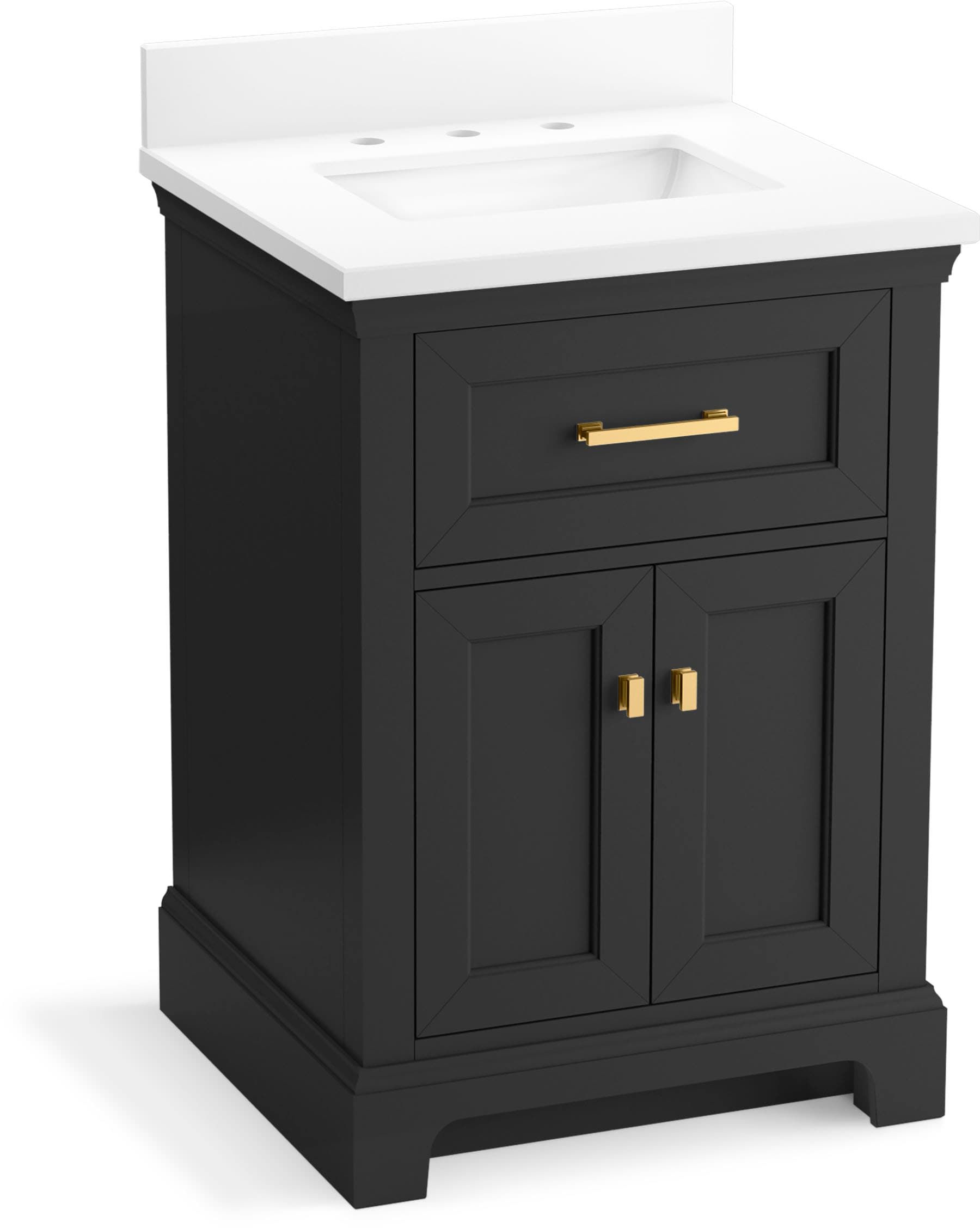 KOHLER Charlemont 24-in Ferrous Grey Undermount Single Sink Bathroom Vanity with Pure White Quartz Top