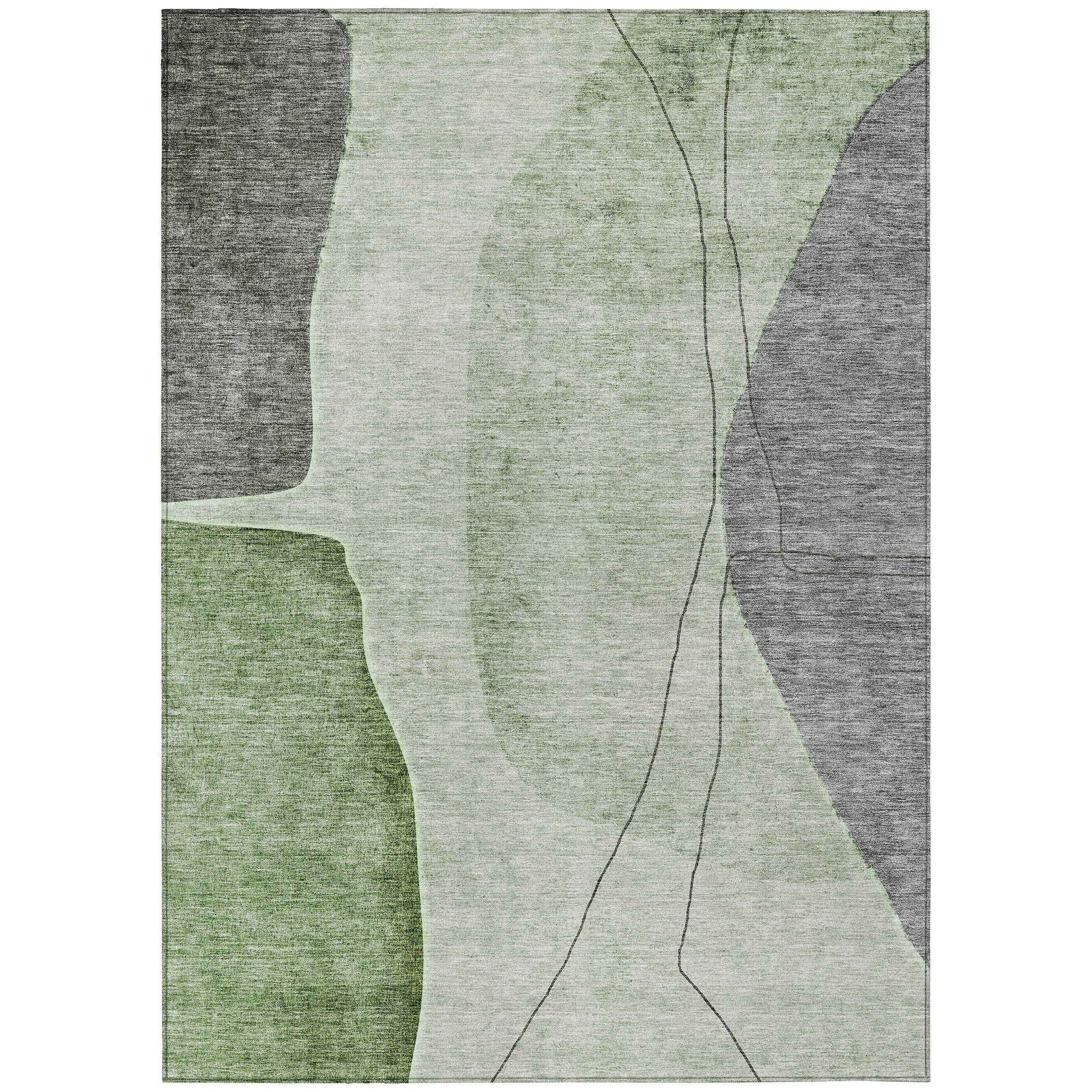 Green and Gray Abstract 8' x 10' Indoor Outdoor Area Rug