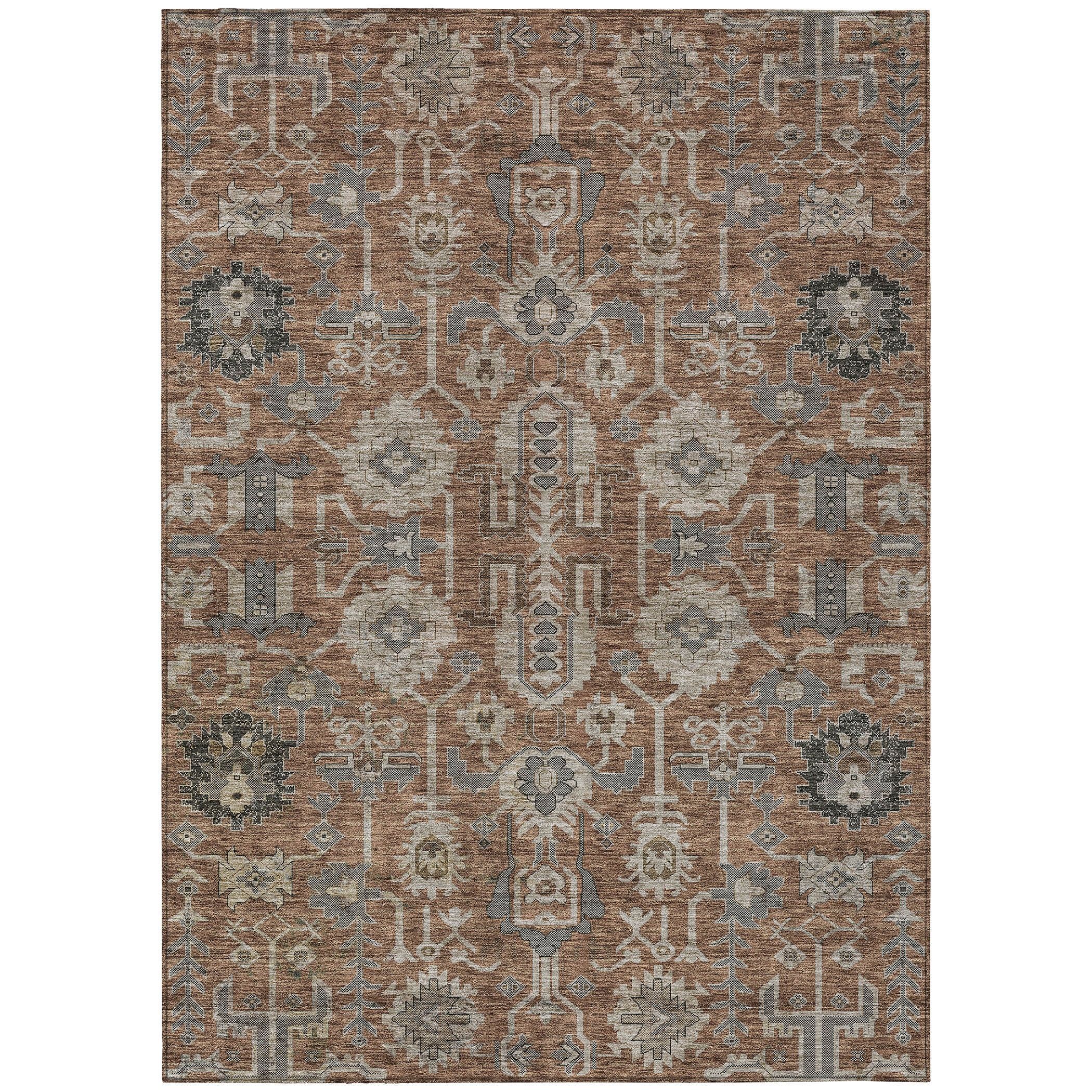 Paprika and Gray Synthetic Flat Woven Rectangular 10' x 14' Area Rug