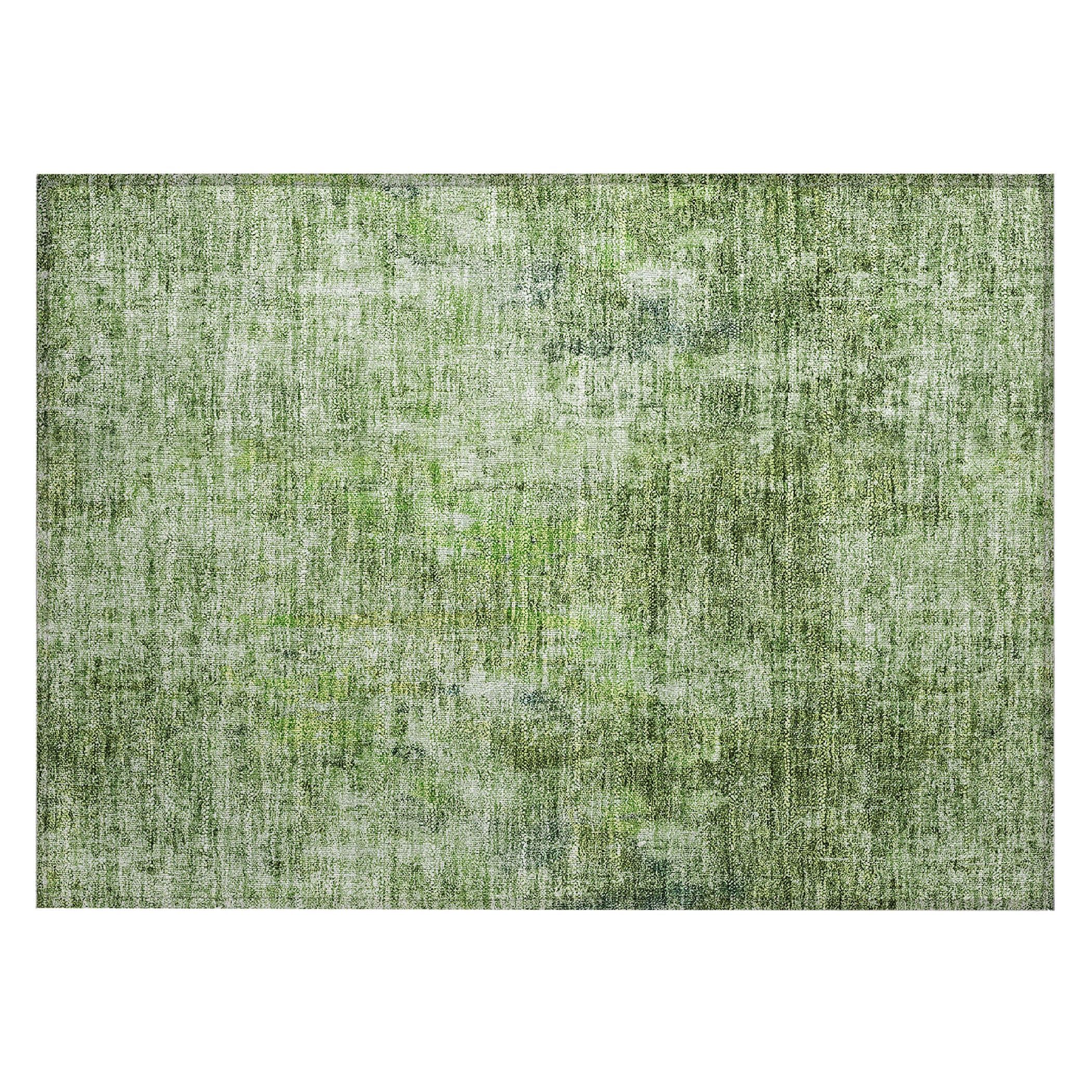 Olive Green Synthetic Flat Woven Reversible Rug 1'8" x 2'6"