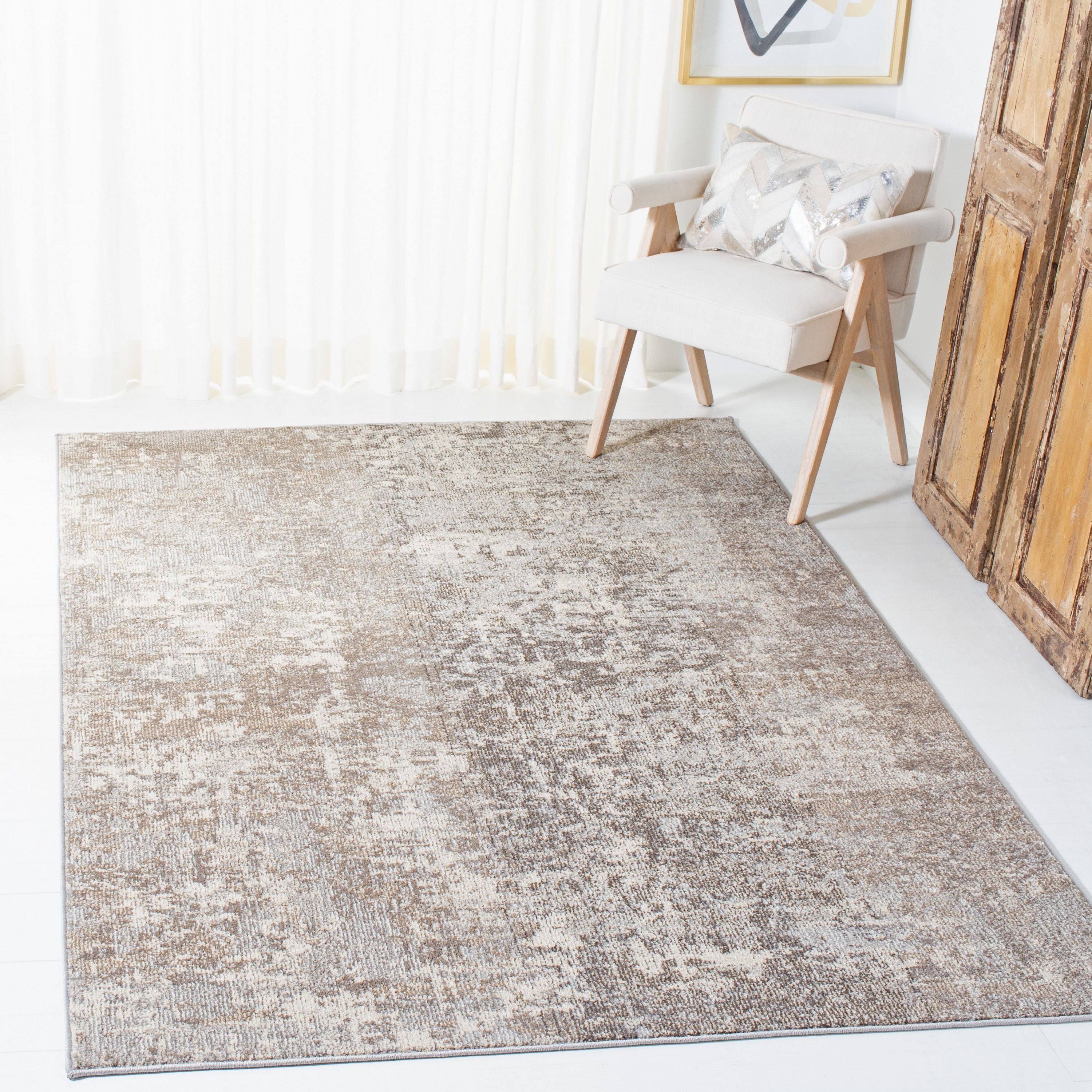 Gray and Beige Rectangular Flat Woven Area Rug