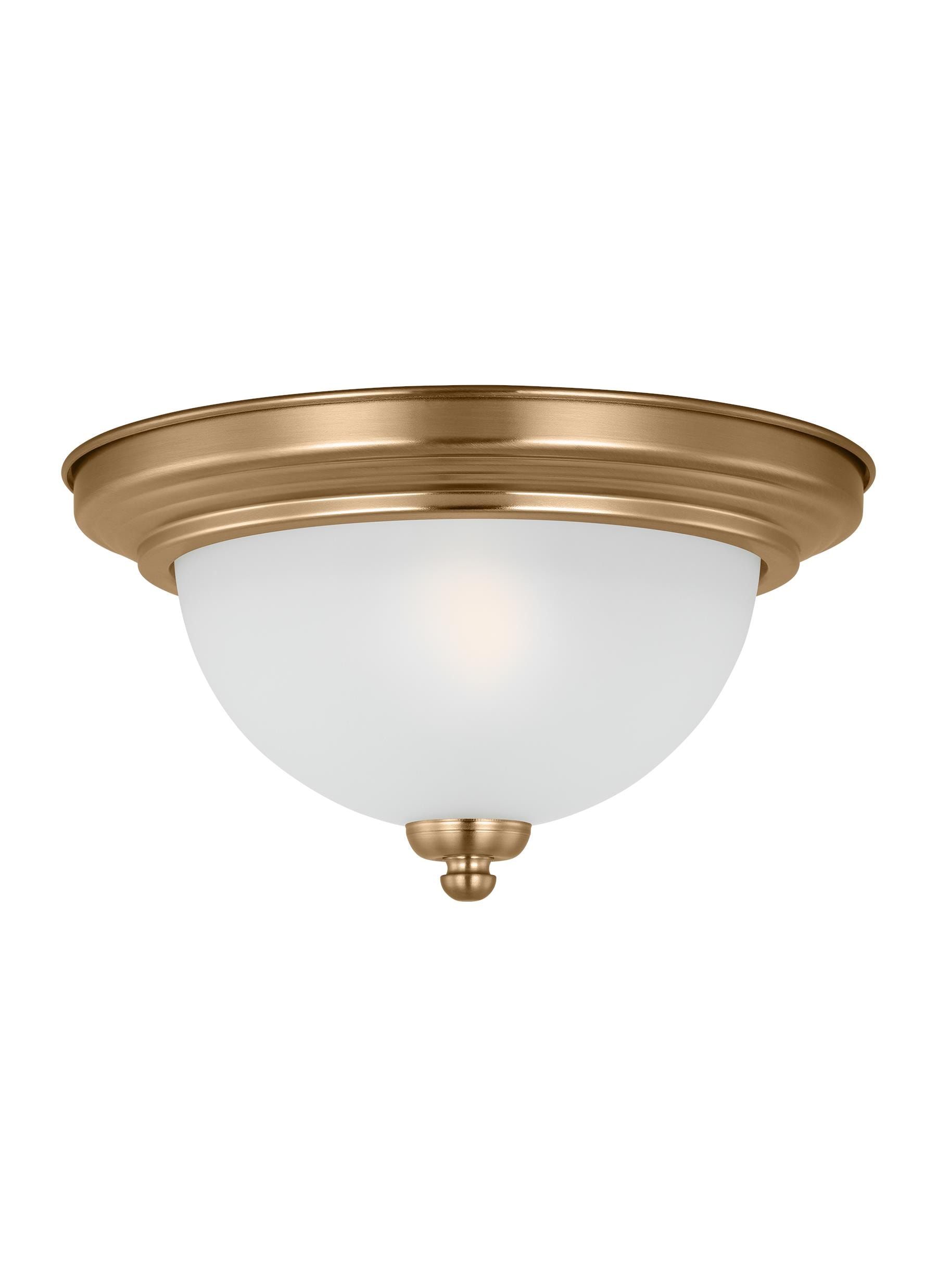 Satin Brass Geary 1-Light Flush Mount with Etched Glass Bowl