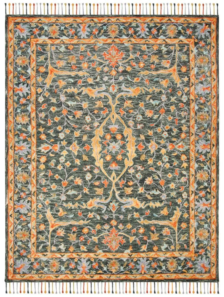Handmade Tufted Blue Floral Wool Area Rug 8' x 10'