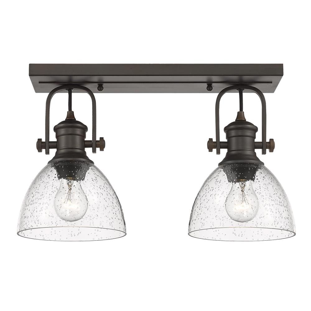 Transitional 18" Brown Seeded Glass Semi-Flush Mount Light