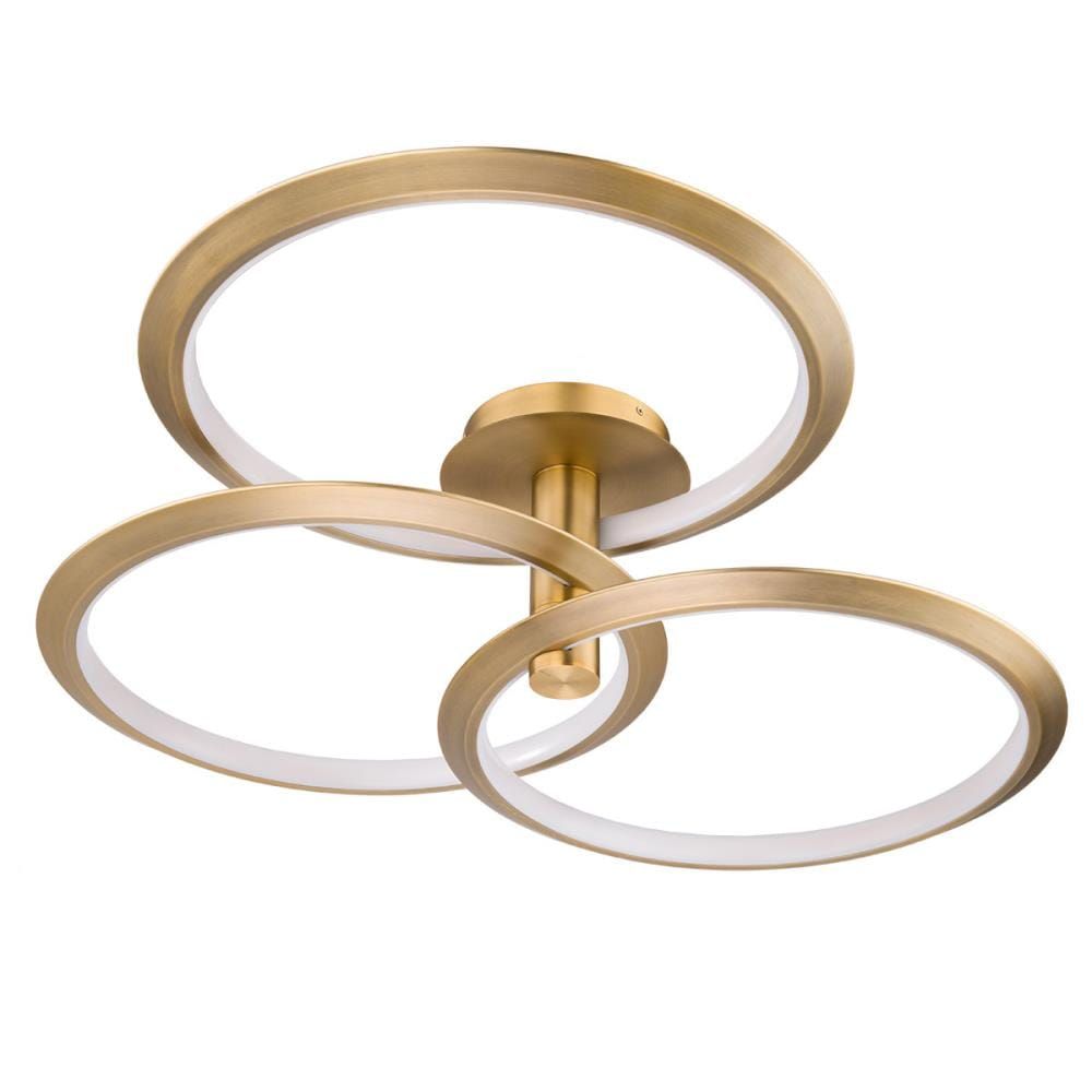 Solaris Aged Brass 3-Light LED Pendant with Adjustable Rings